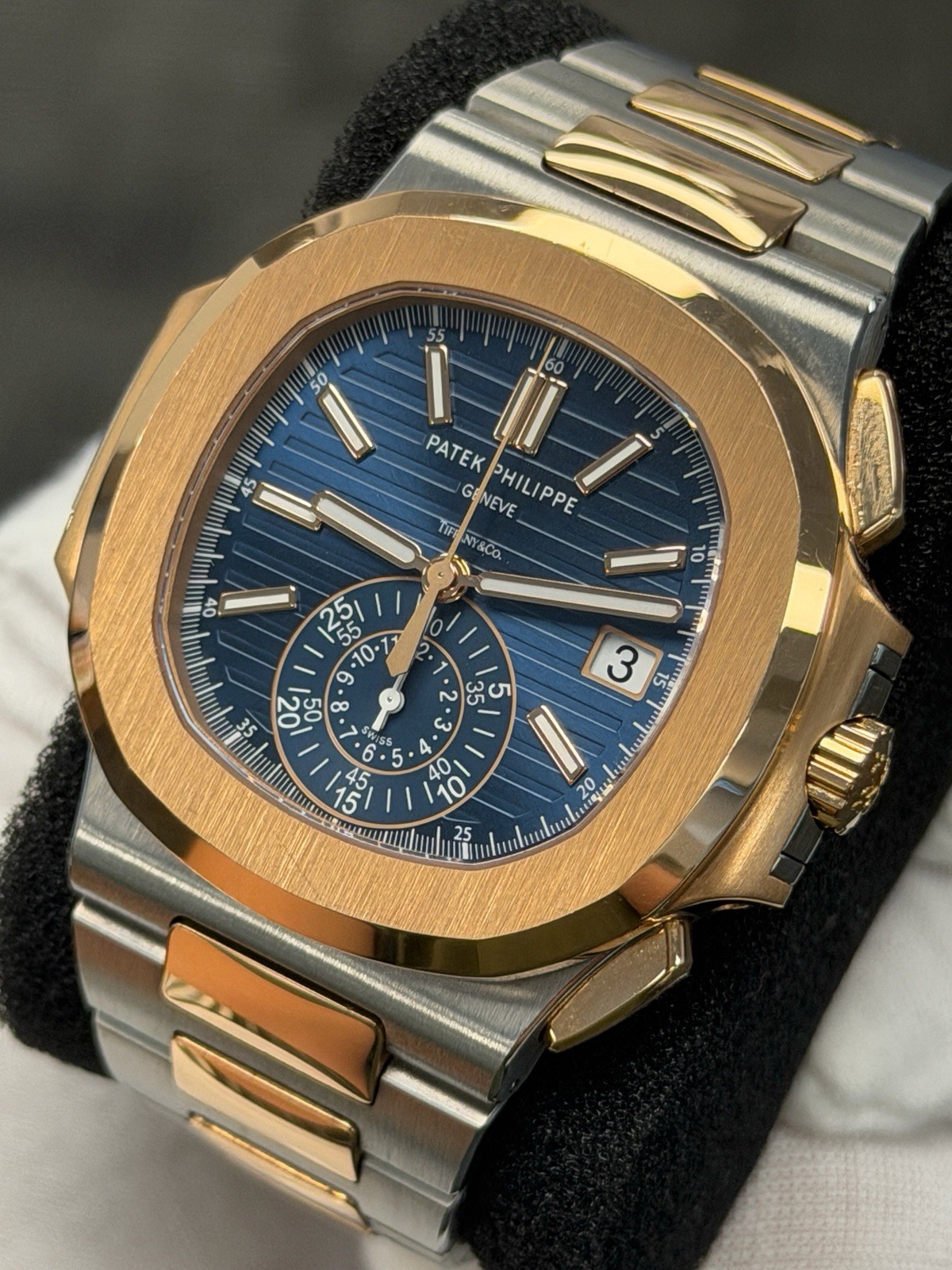 RARE Patek Philippe 5980/1AR TIFFANY STAMPED Nautilus Two Tone Watch Box Papers