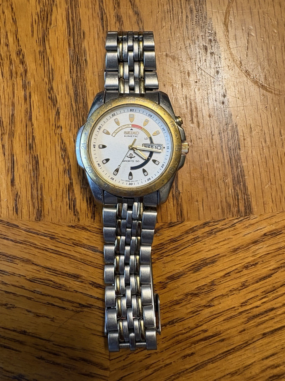 Seiko Kinetic Sports 50 5M43 Day Date Two Tone |