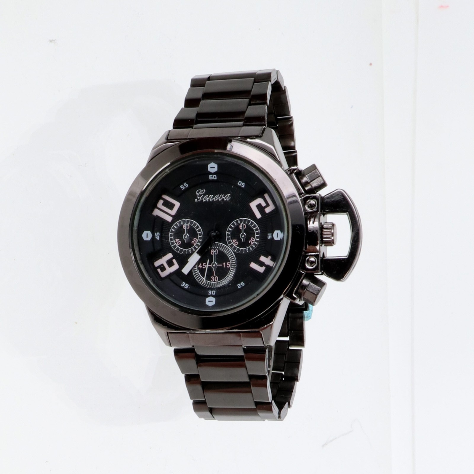Geneva collection Men’s Oversize Watch & Crown Gun Finish Metal Band 61mm Wide