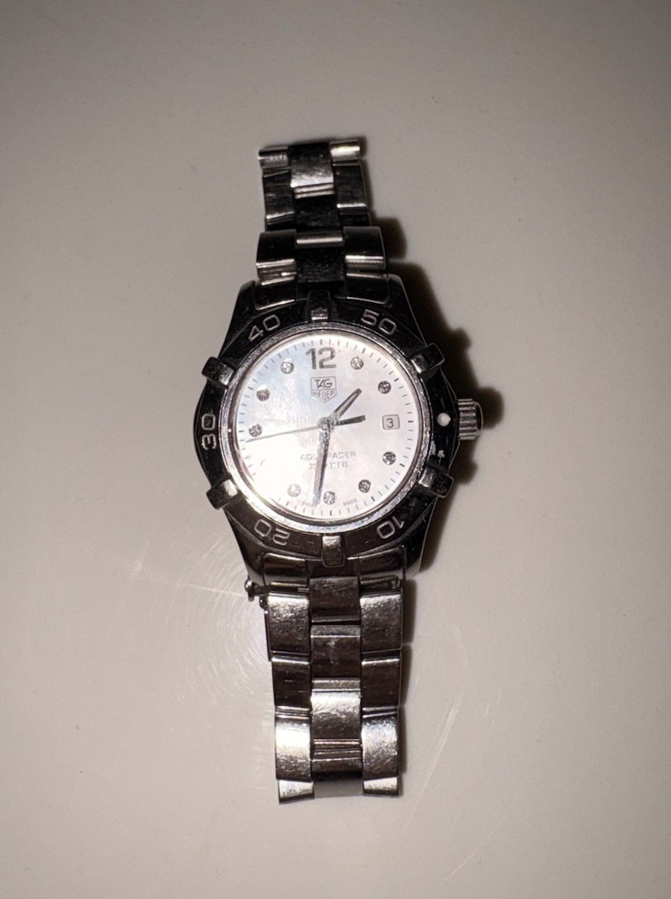 TAG Heuer Aquaracer WAF141A Ladies Pink MOP Diamond 300M Quartz Watch