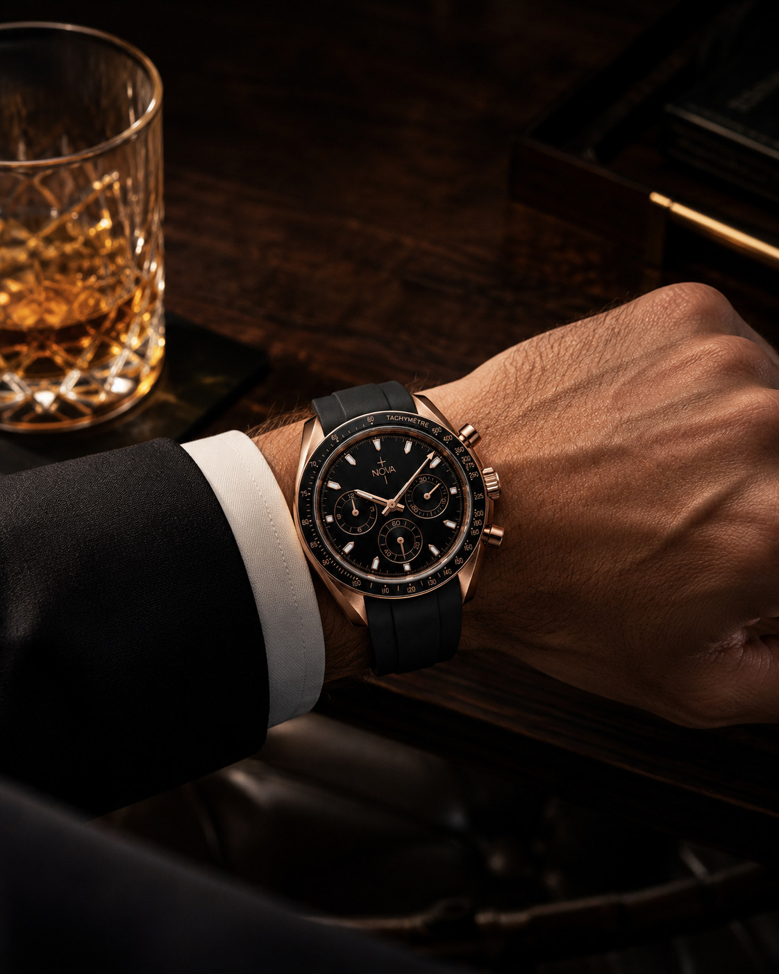 Nova Christian Ember Covenant Custom Watch Black Dial Rose Gold 42mm