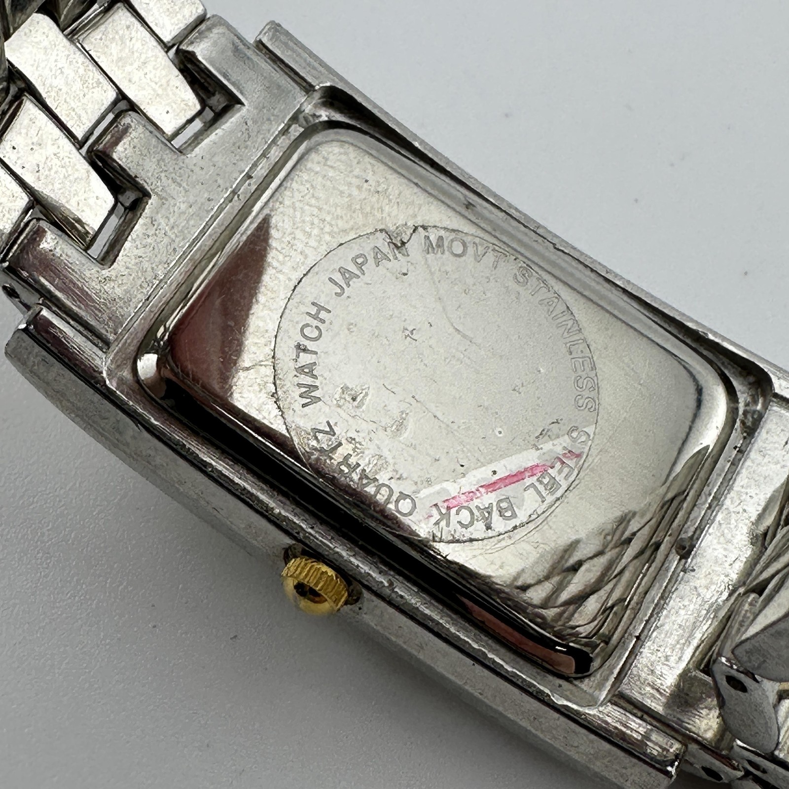 Celebrity Quartz Watch Rectangular Tank Two-Tone Roman Numeral Date Japan Movt