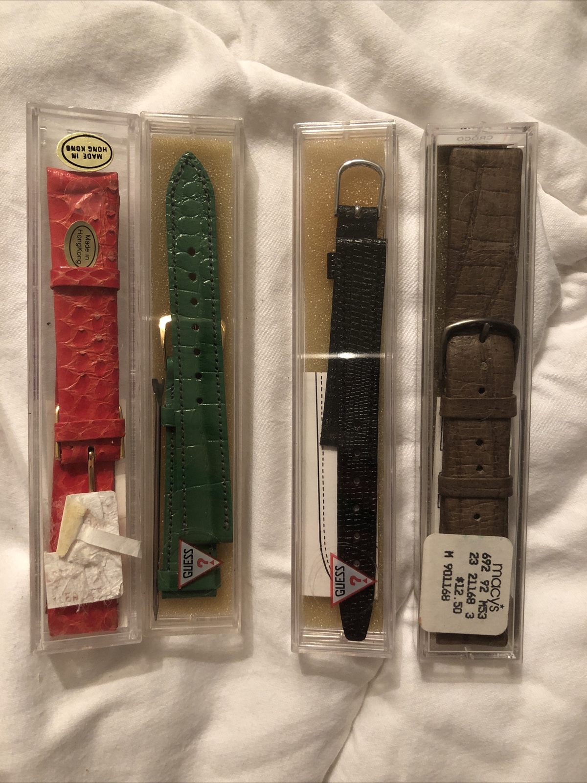 Guess Watch Replacement Leather Bands Lot Red, Green, Brown, And Black