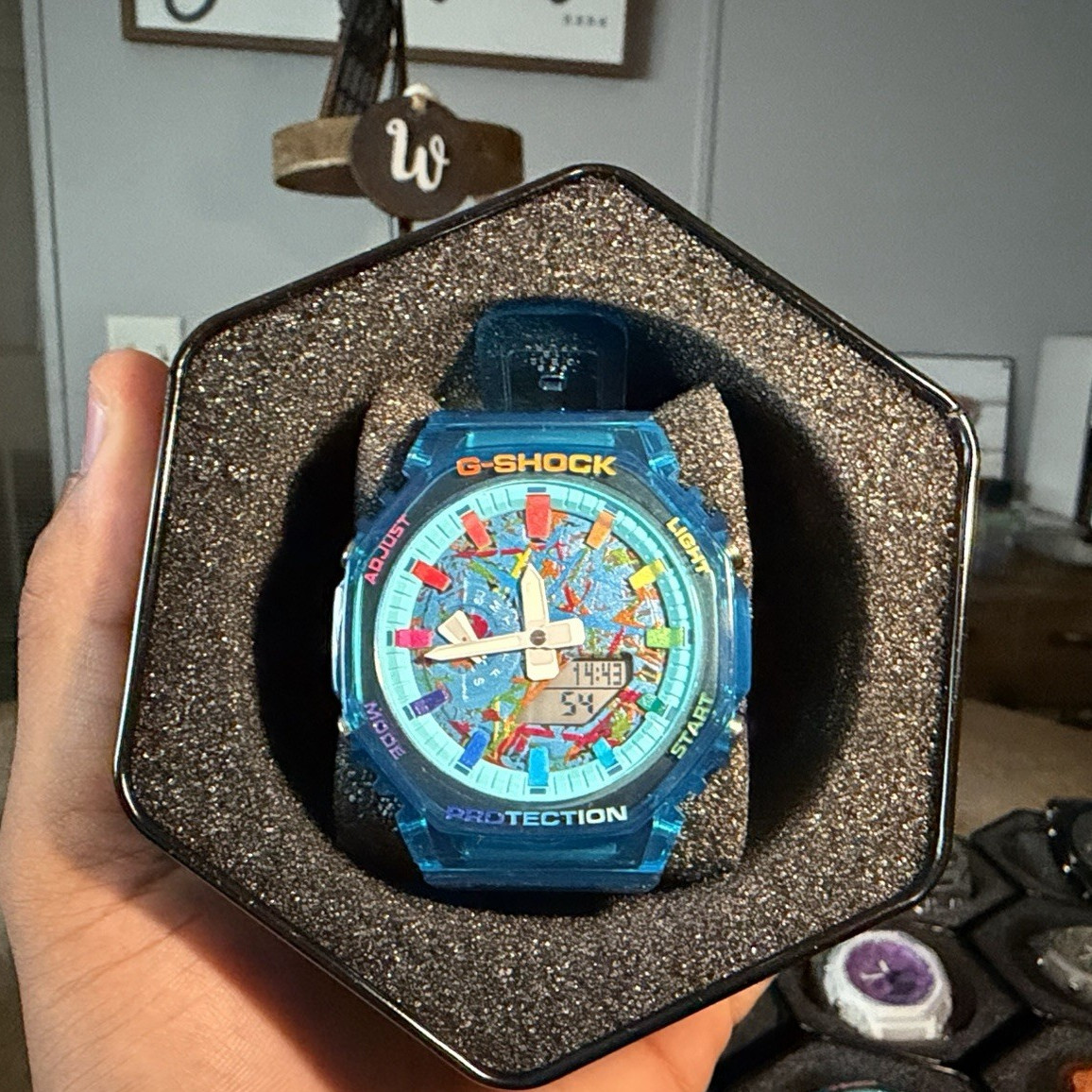 G-SHOCK G-SHOCK Analog-Digital Quartz Blue Resin Watch Multicolor Dial w/ Box