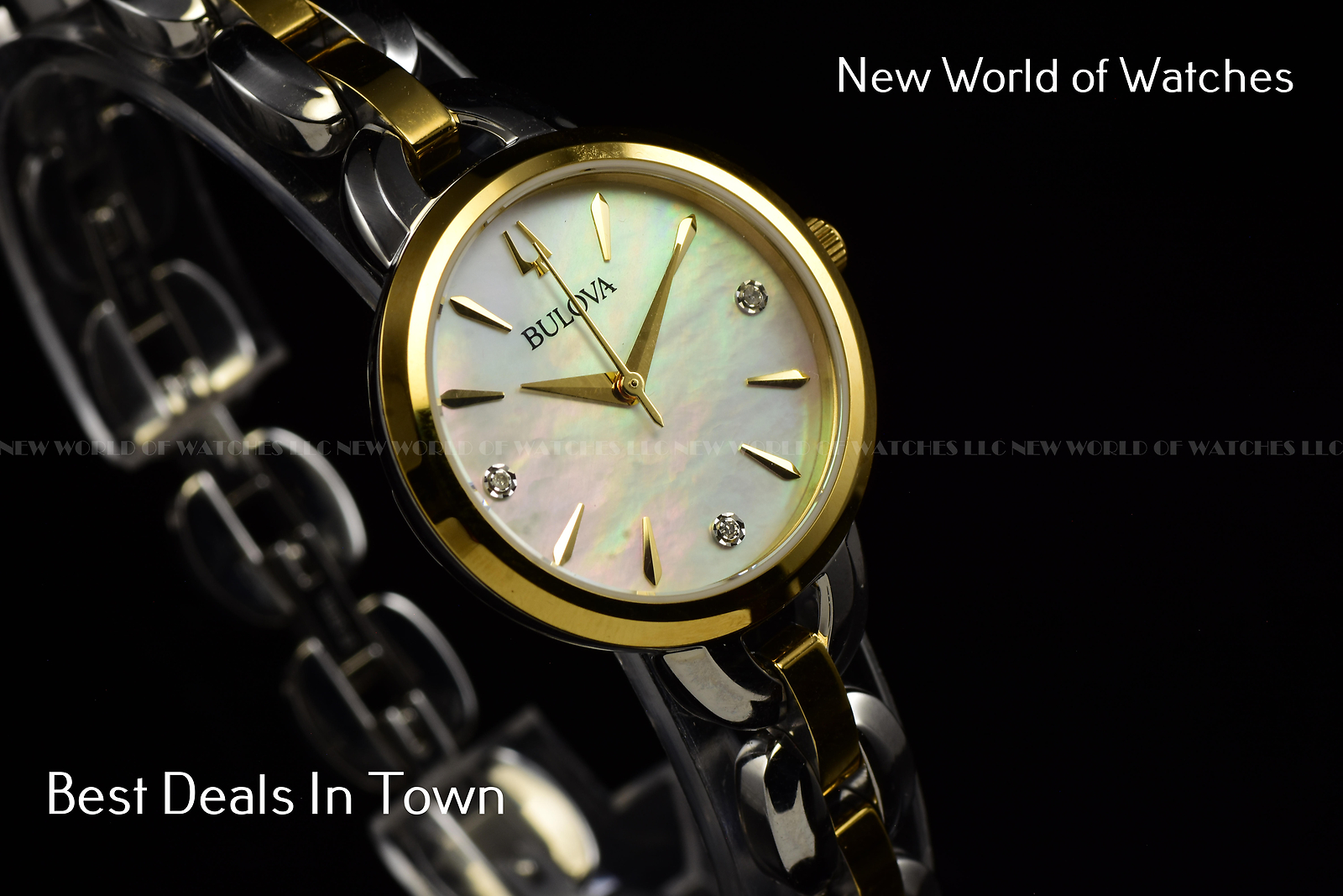 Bulova Women’s Quartz 2 Tone Mother Of Pearl MOP Crystal 28MM Steel Watch 98P212