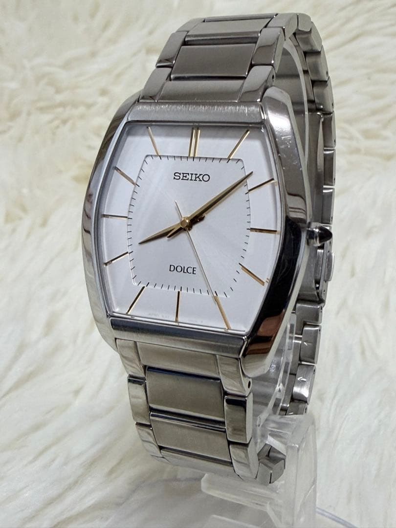 SEIKO Dolce 8J41-0AH0 Quartz Mens Watch Silver Rectangular Japan