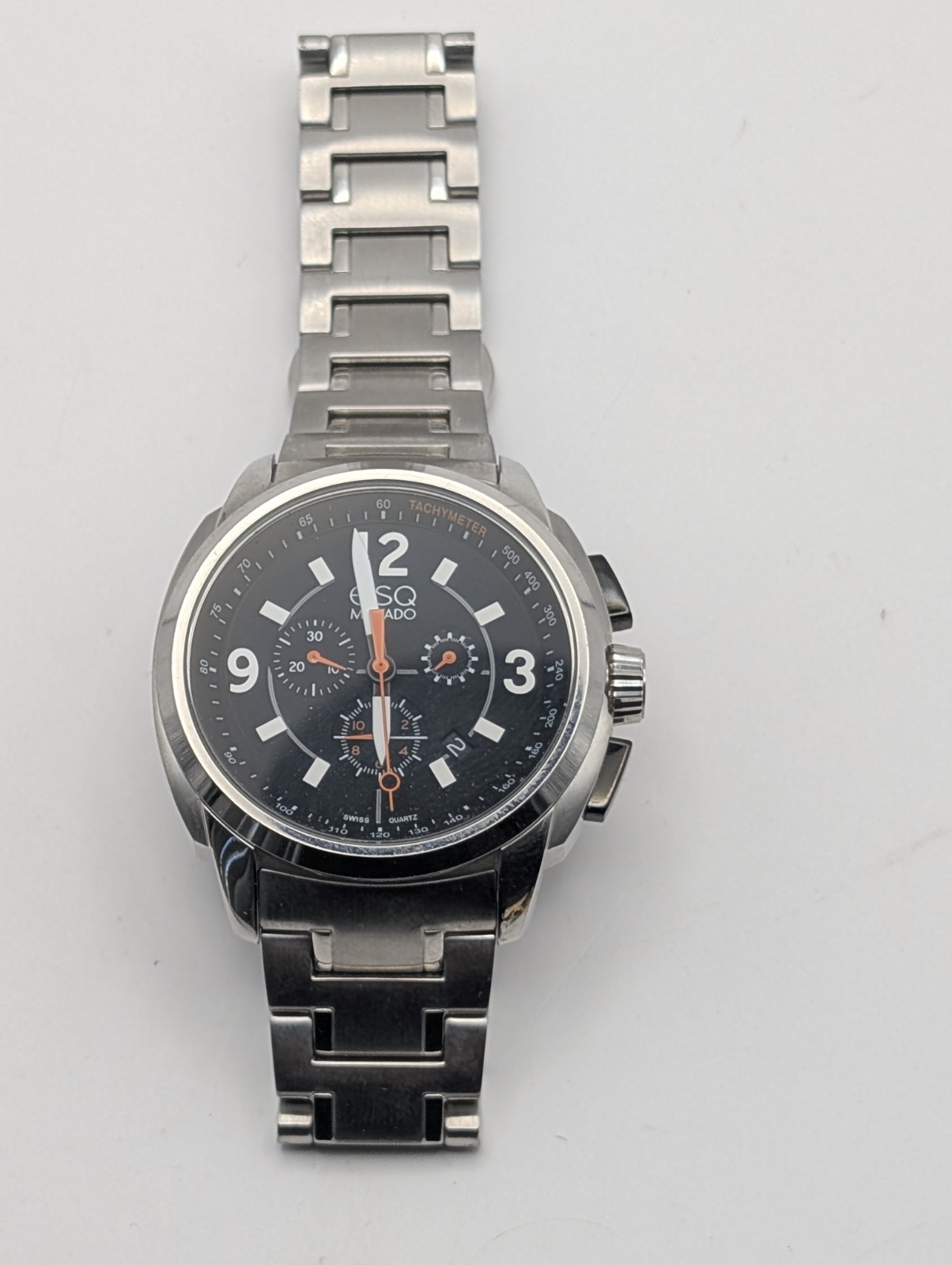 ESQ Movado Men’s Chronograph Watch Black Dial Stainless Steel Swiss Quartz Date