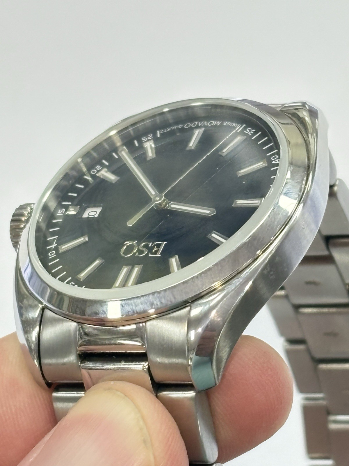 MINT ESQ by Movado ES.33.1.14.5573 Black Dial Quartz 38mm Date Watch NEW BATTERY