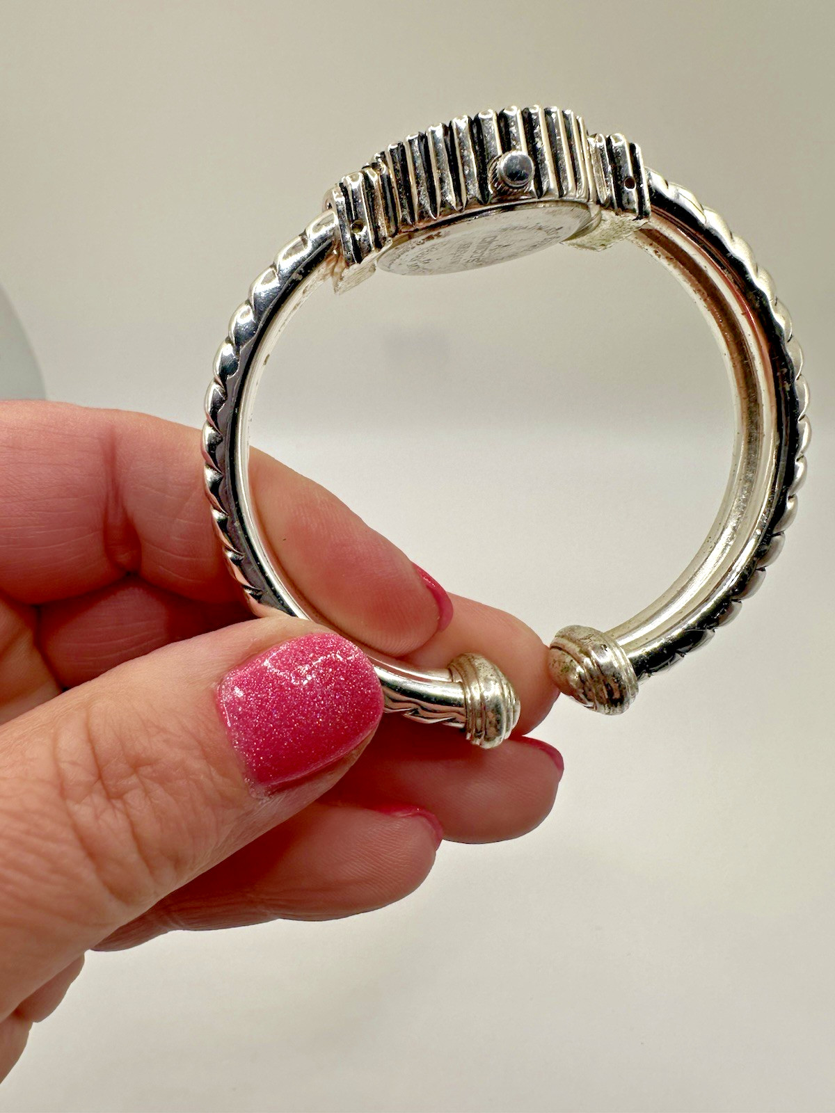 Chico Silver Tone Hinged Cuff Watch See Description