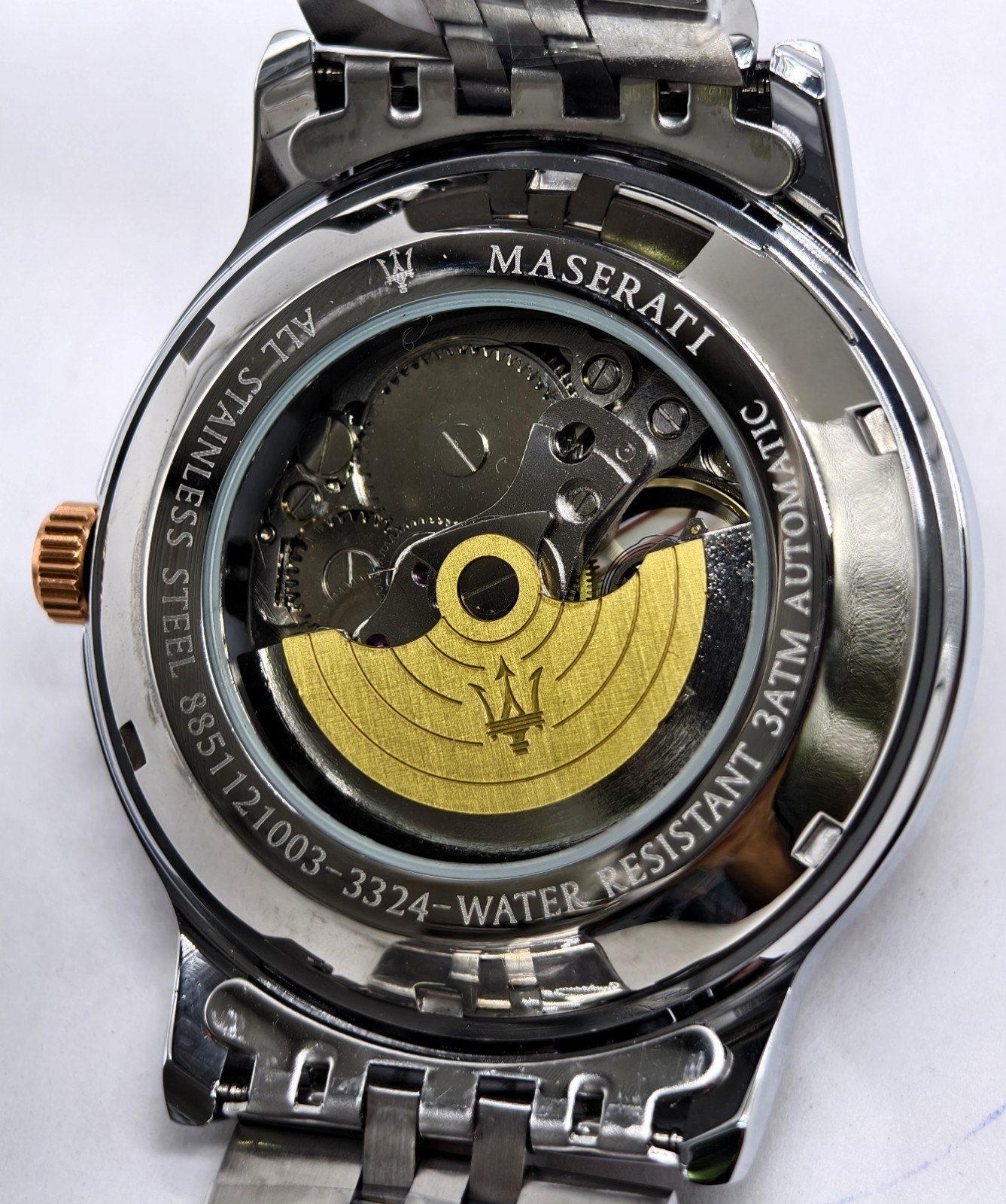 Amazing Maserati Automatic Black Dial Dual Tone Band Analog Men’s Wrist Watch