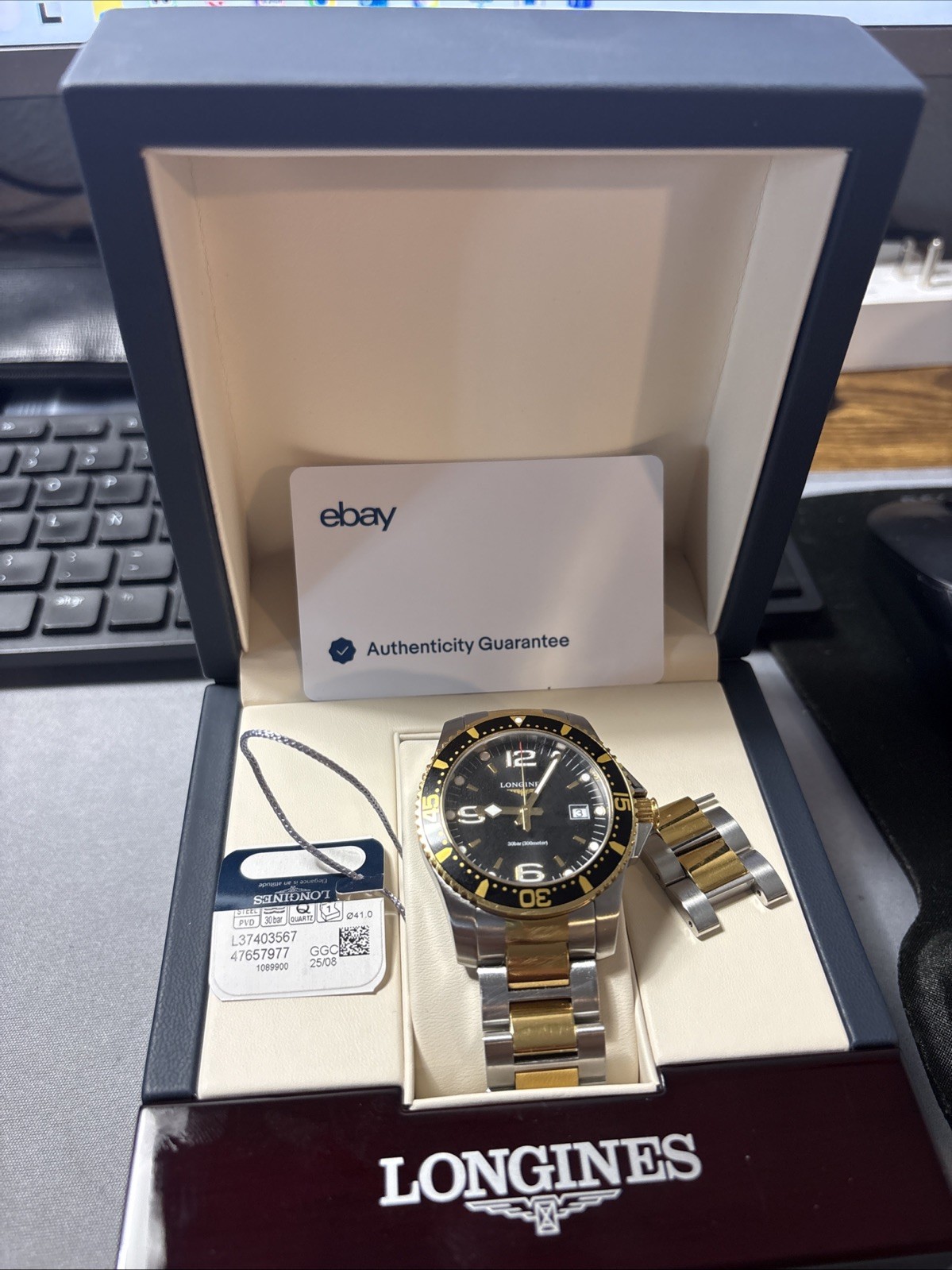 Longines HydroConquest Men’s Sunray Black Watch – L3.740.3.56.7 Box Papers