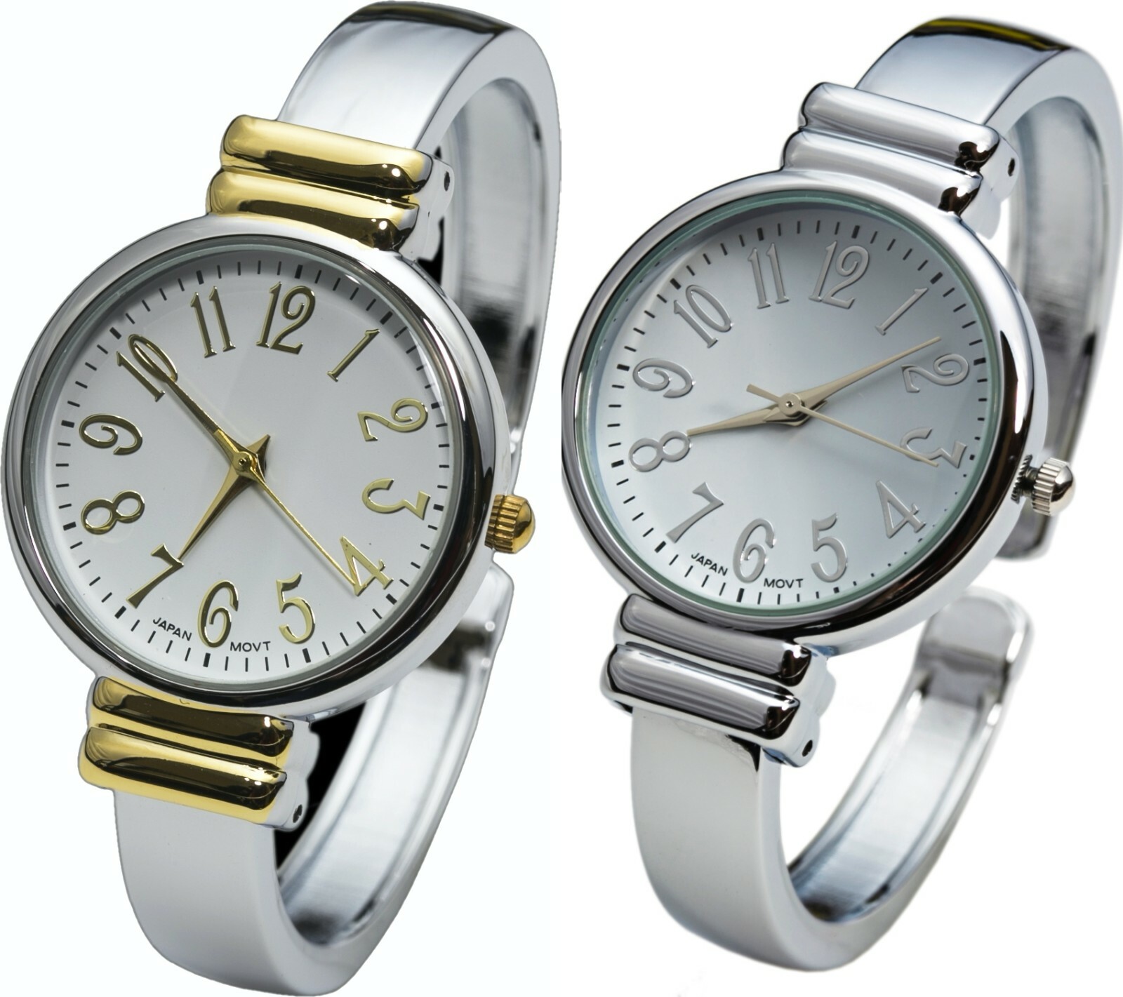 Blekon Collections Japanese Quartz Womens Slim 31mm Case Metal Cuff Bangle Watch