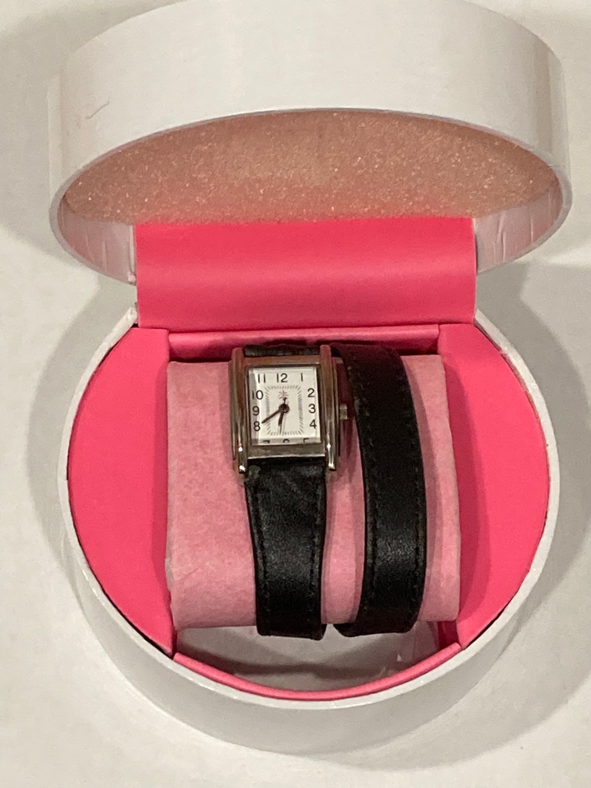 Isaac Mizrahi Live Double Wrap Leather Band Day/Date Black Watch NO BATTERY