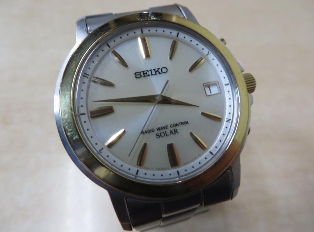 SEIKO 7B52-0AF0 SOLAR RADIO WAVE CONTROL Gold Men’s WATCH [N MINT]