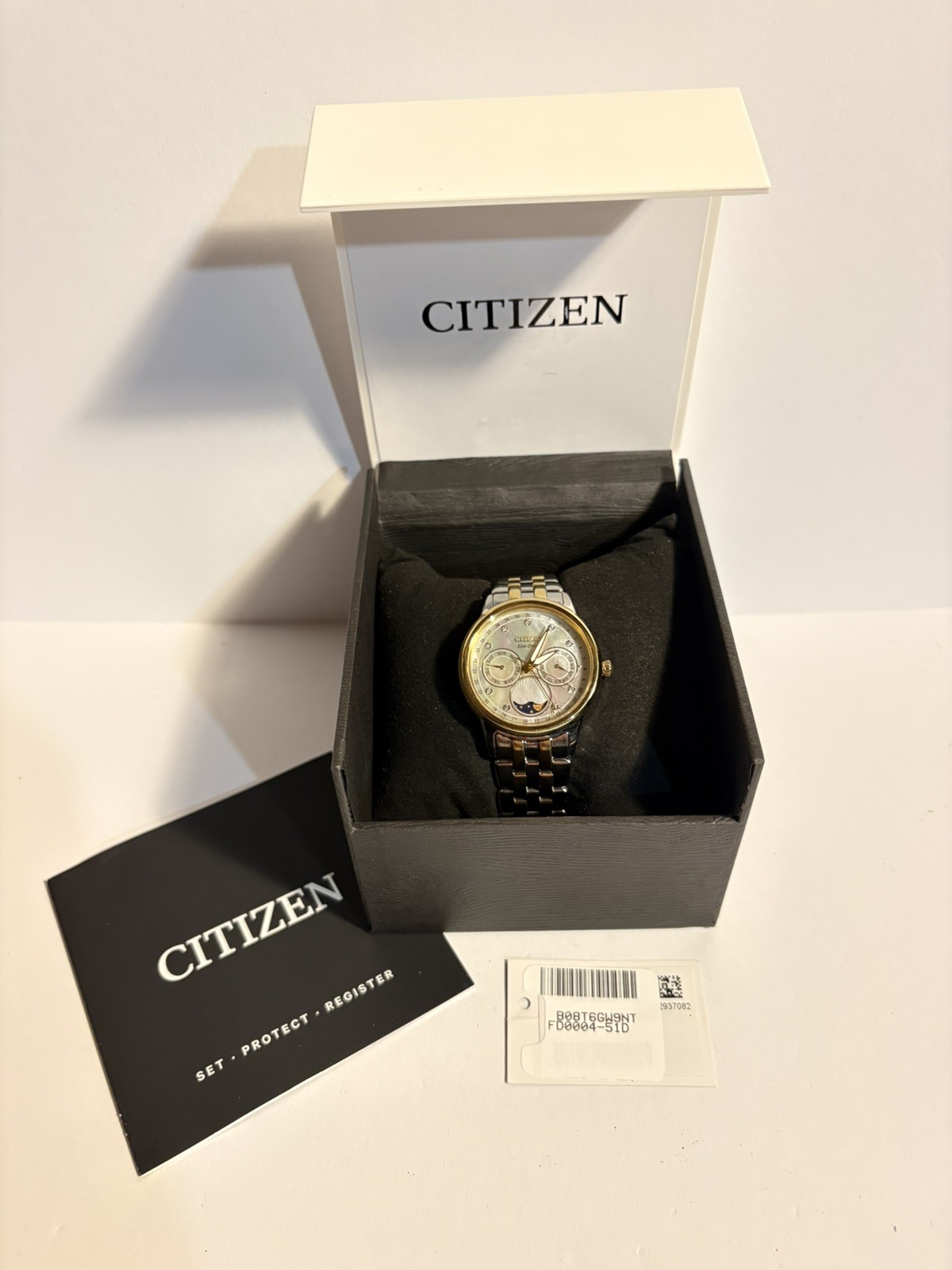CITIZEN FD0004-51D Calendrier Chronograph Moon Phase Diamond Women’s Watch