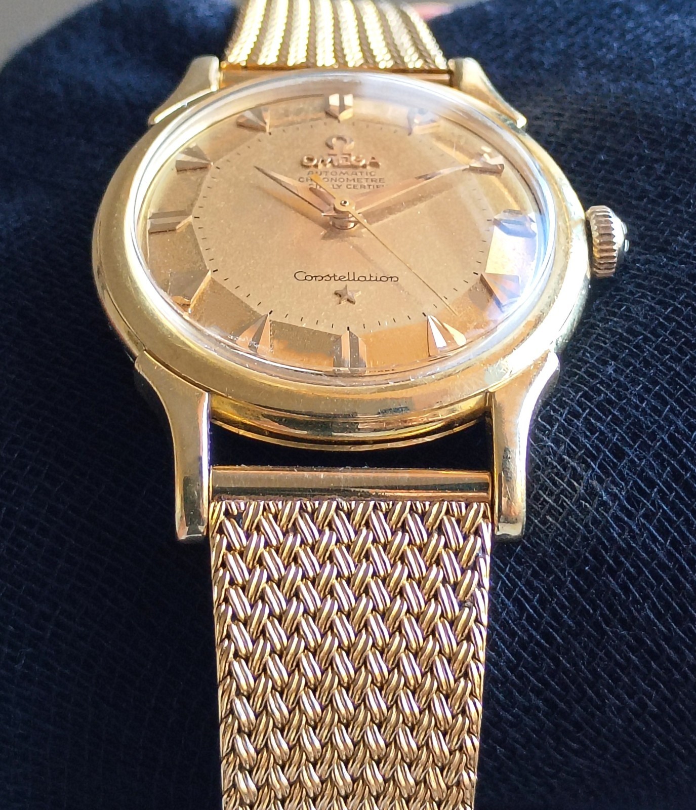DELUXE 18k Solid Gold OMEGA Constellation Bracelet Automatic Vintage Mens Watch