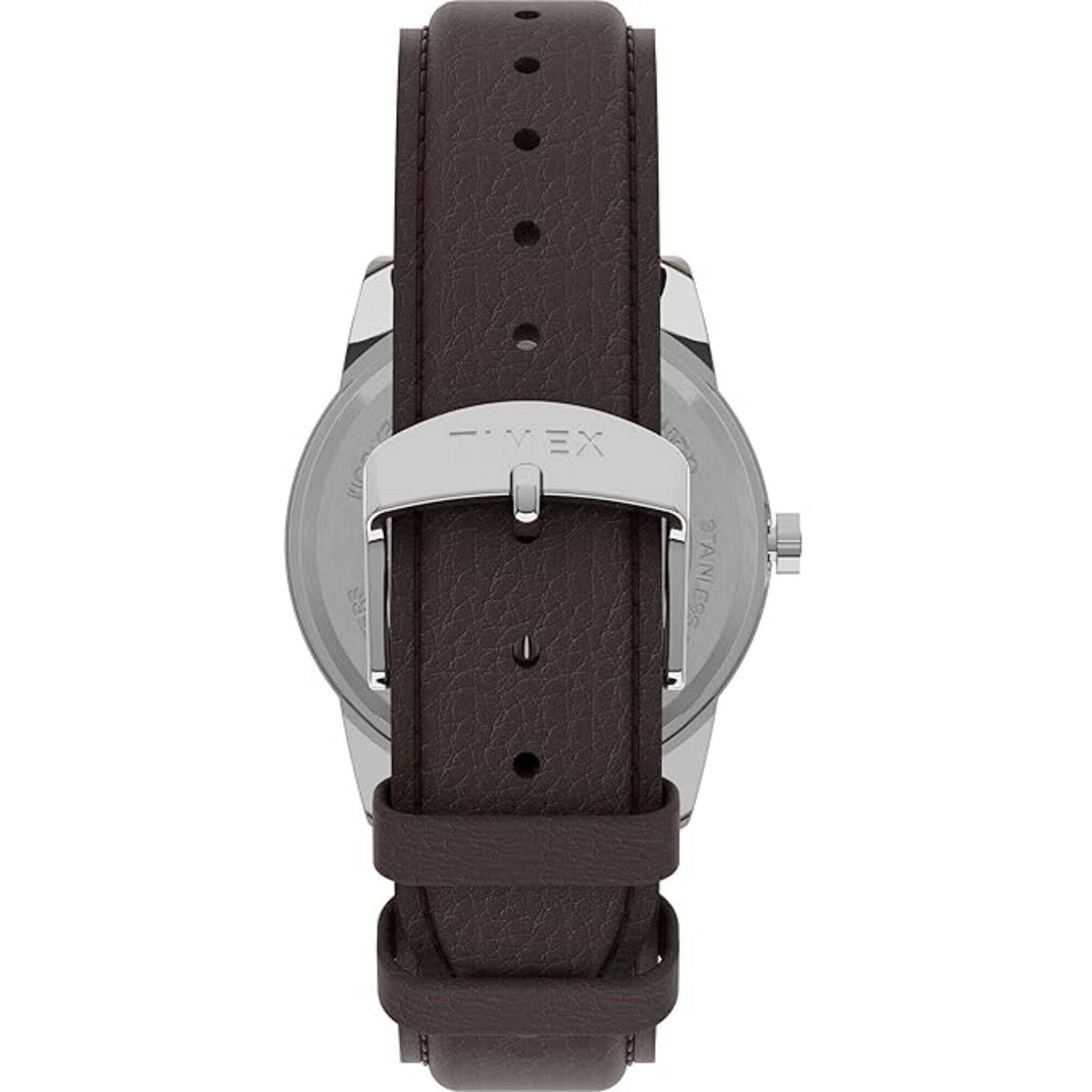 Timex Men’s Watch Easy Reader Silver Tone Case Brown Leather Strap TW2U716009J