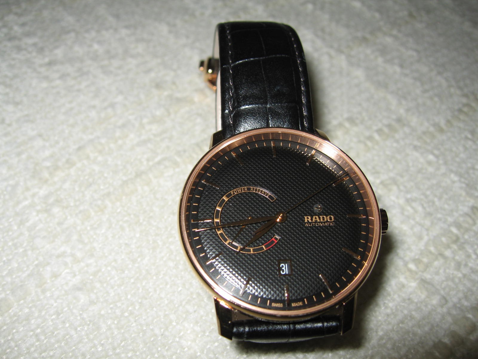 RADO Coupole Classic Automatic Power Reserve Black Dial Rose Gold 41mm Men Watch