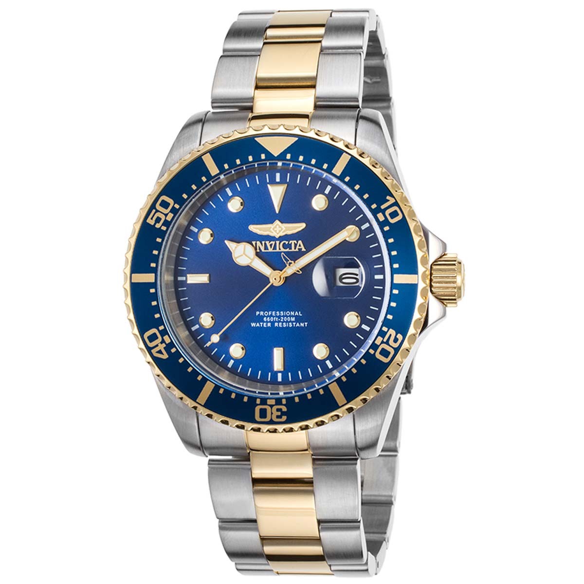 Invicta Men’s Watch Pro Diver Quartz Blue Dial Two Tone Steel Bracelet 22058