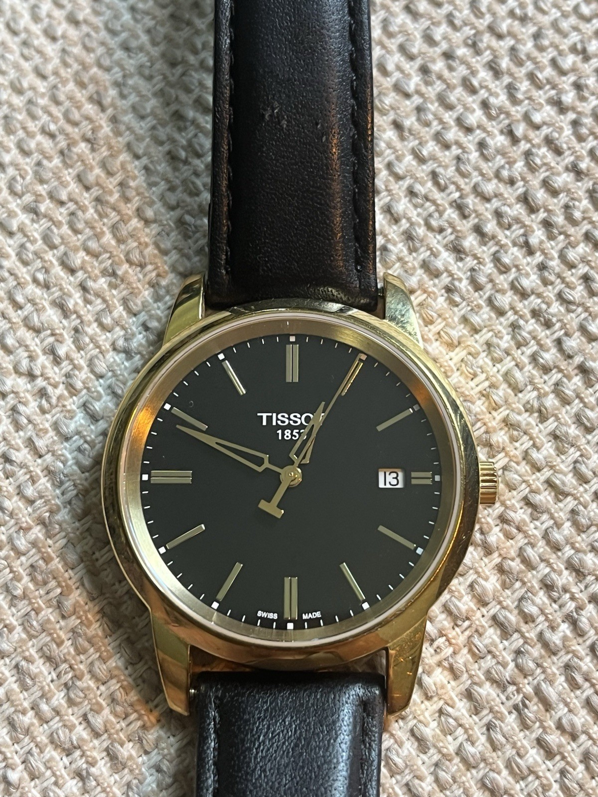 Tissot Classic Dream Quartz Black Dial Gold Case 38mm Needs New Band