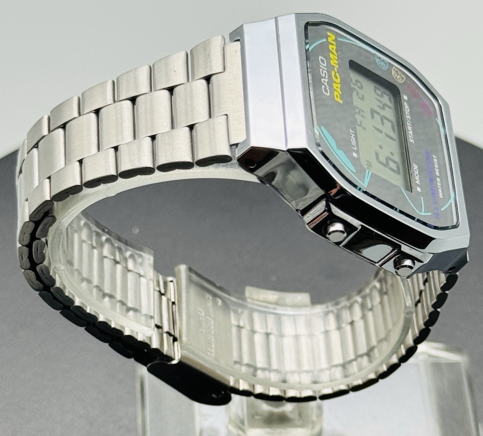 Casio PAC-MAN Retro Watch Digital LCD A168WEPC-7A Silver Illuminator Bracelet