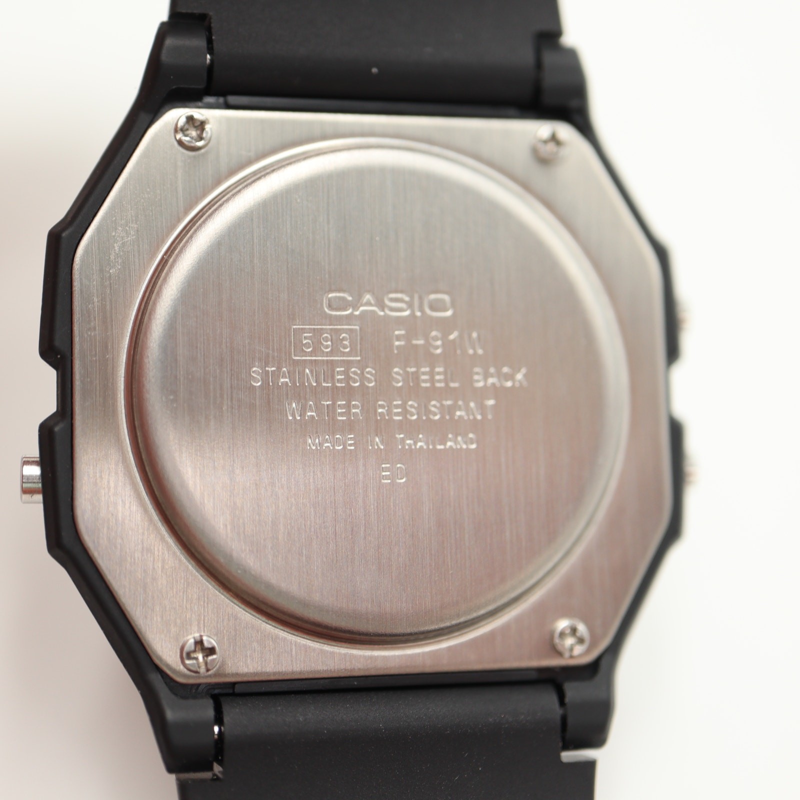 Casio F-91W Black Negative Display Digital 35mm Watch Alarm Chrono w New Battery