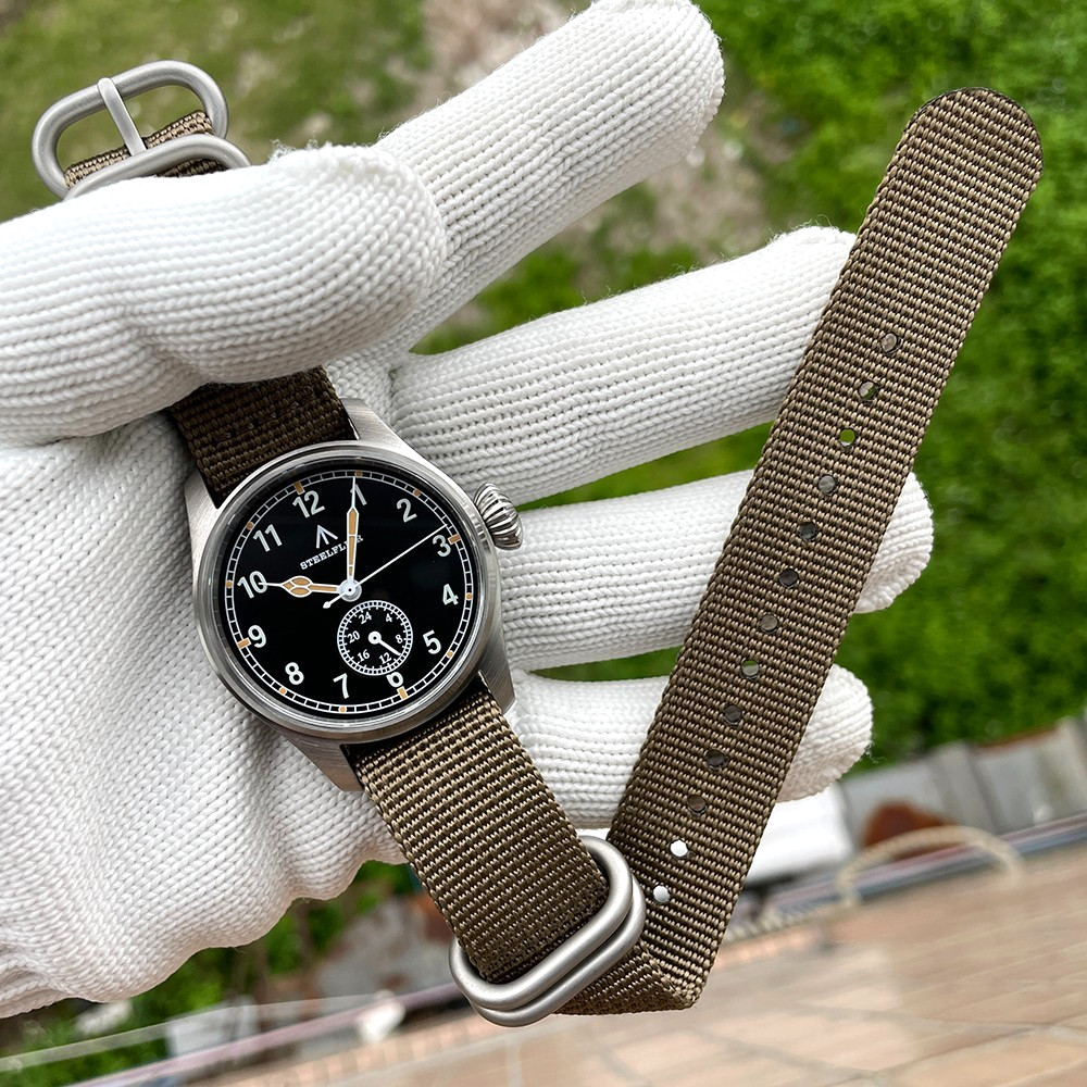 39MM STEELFLIER Pilot Quartz Men’s Watch Sapphire 200M Waterproof Nylon GIFT NEW