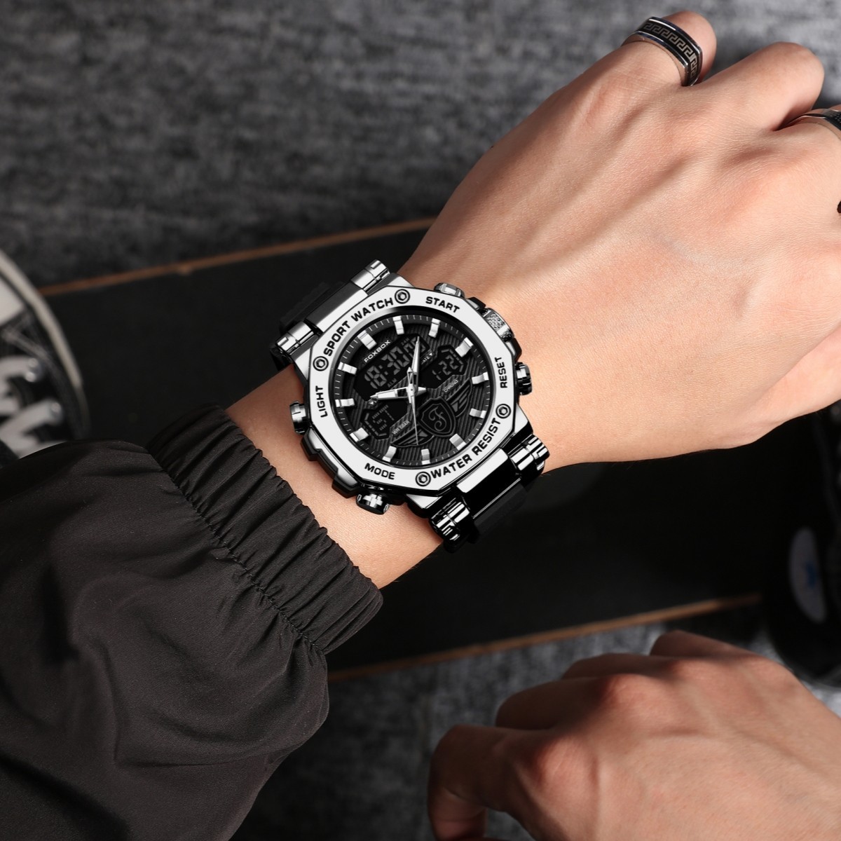 Men Quartz Watch Big Dial Luminous Date 5ATM Waterproof Sport Boy Man Wristwatch