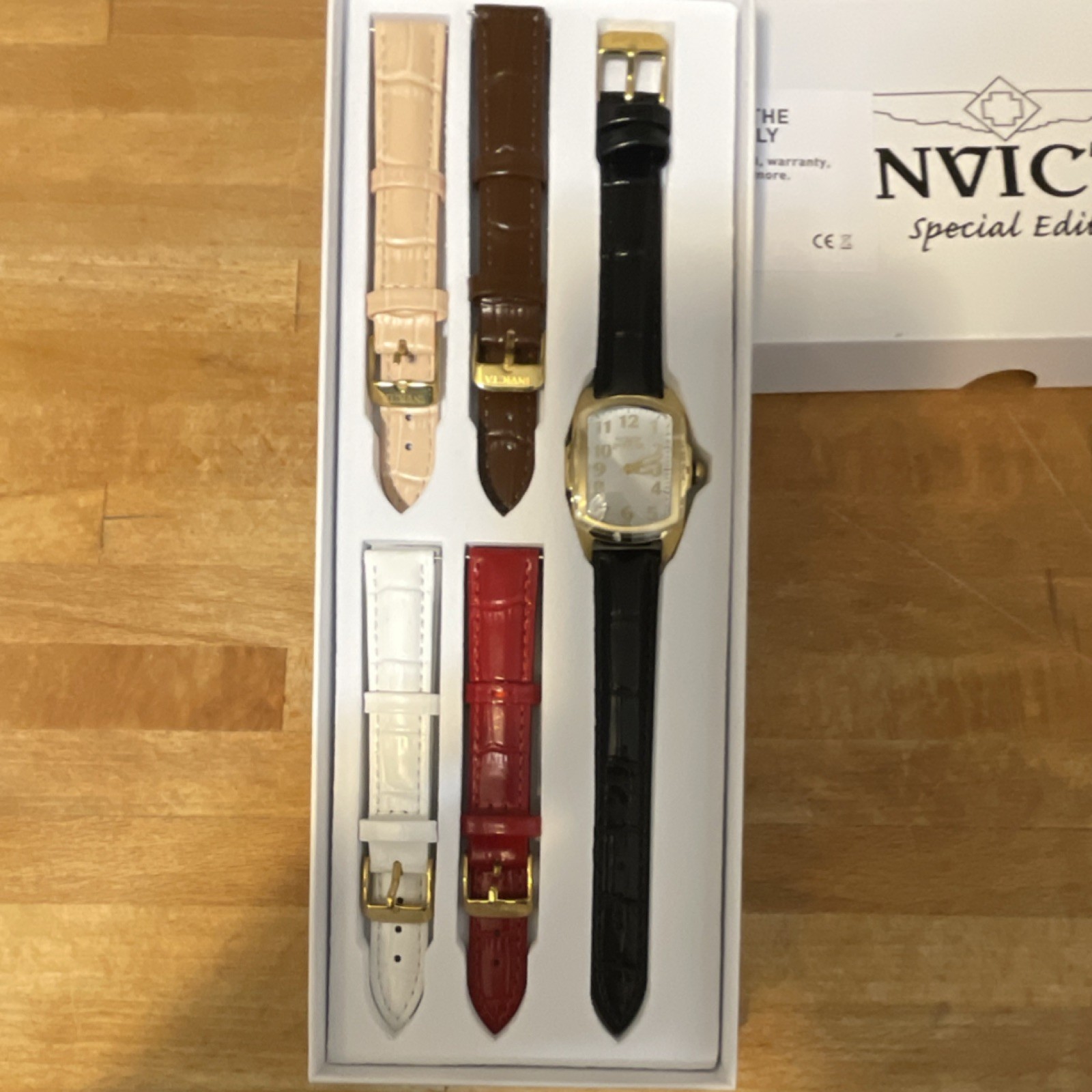 Invicta Special Edition Quartz womens Wristwatch Set w/ Multiple Leather Bands