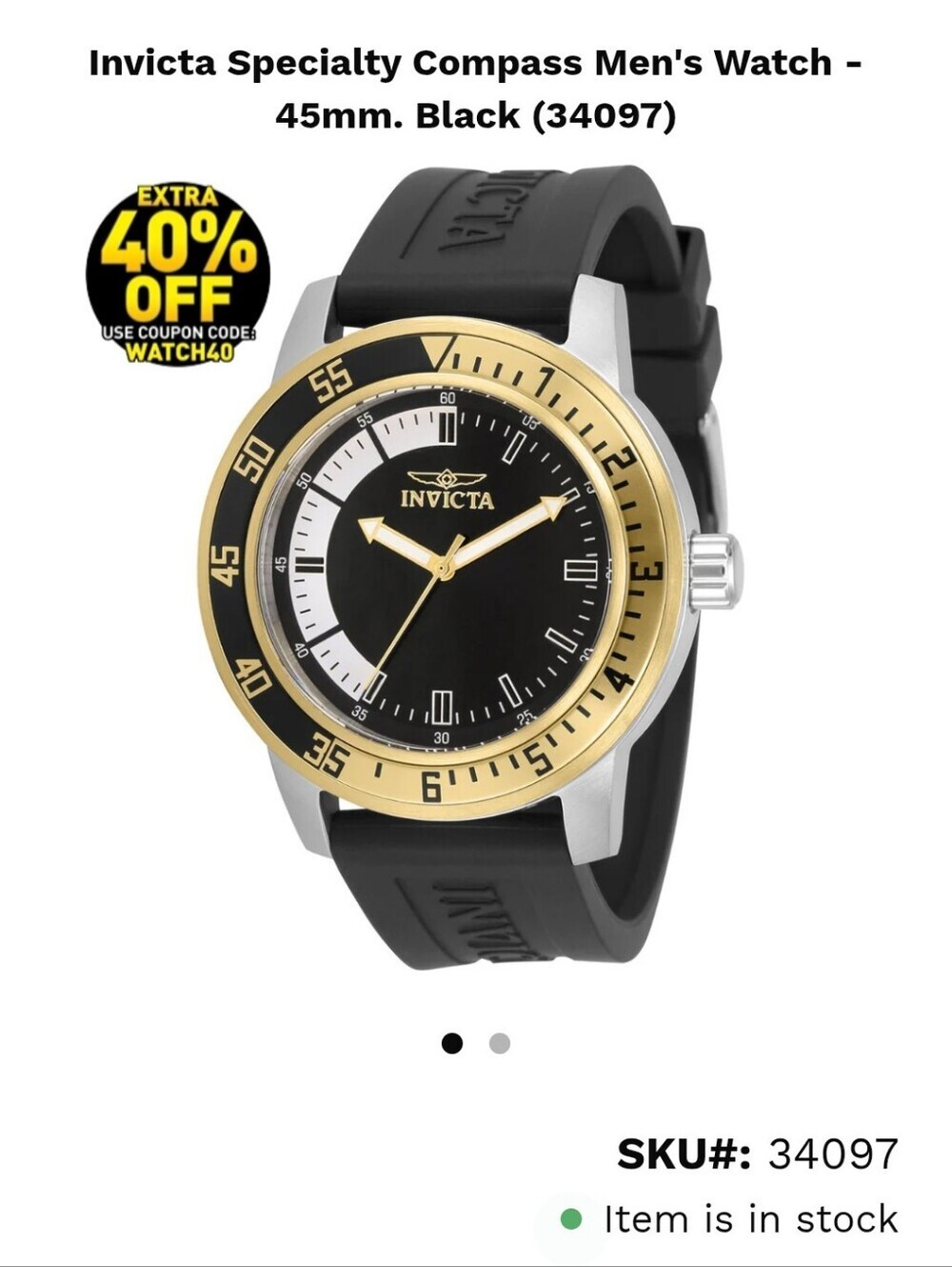 265. Invicta Specialty Compass Men’s Watch – 45mm. Black (34097)