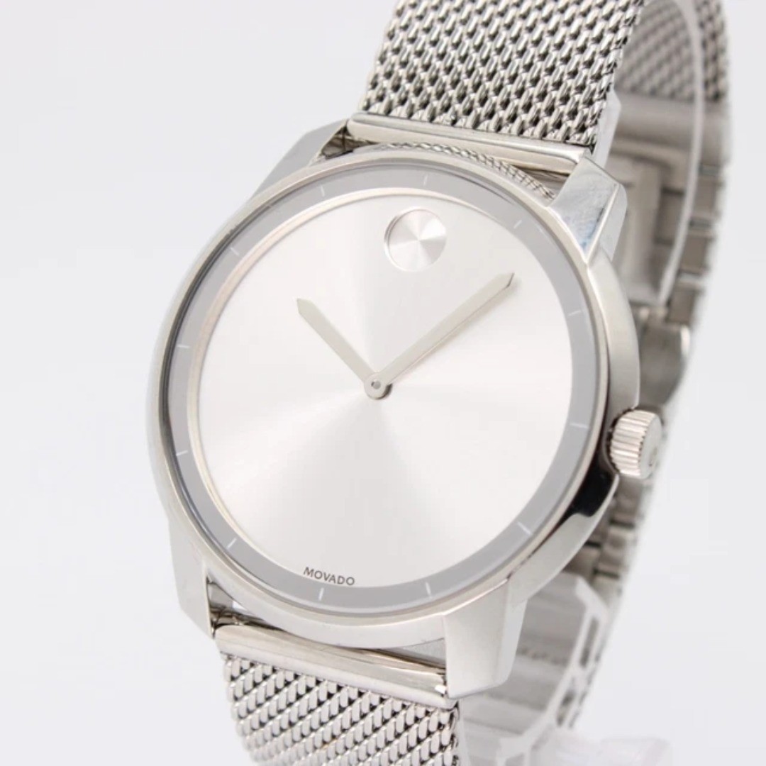 Movado Bold Series Silver Stainless Steel Mesh Silver Dial Quartz Watch for Men