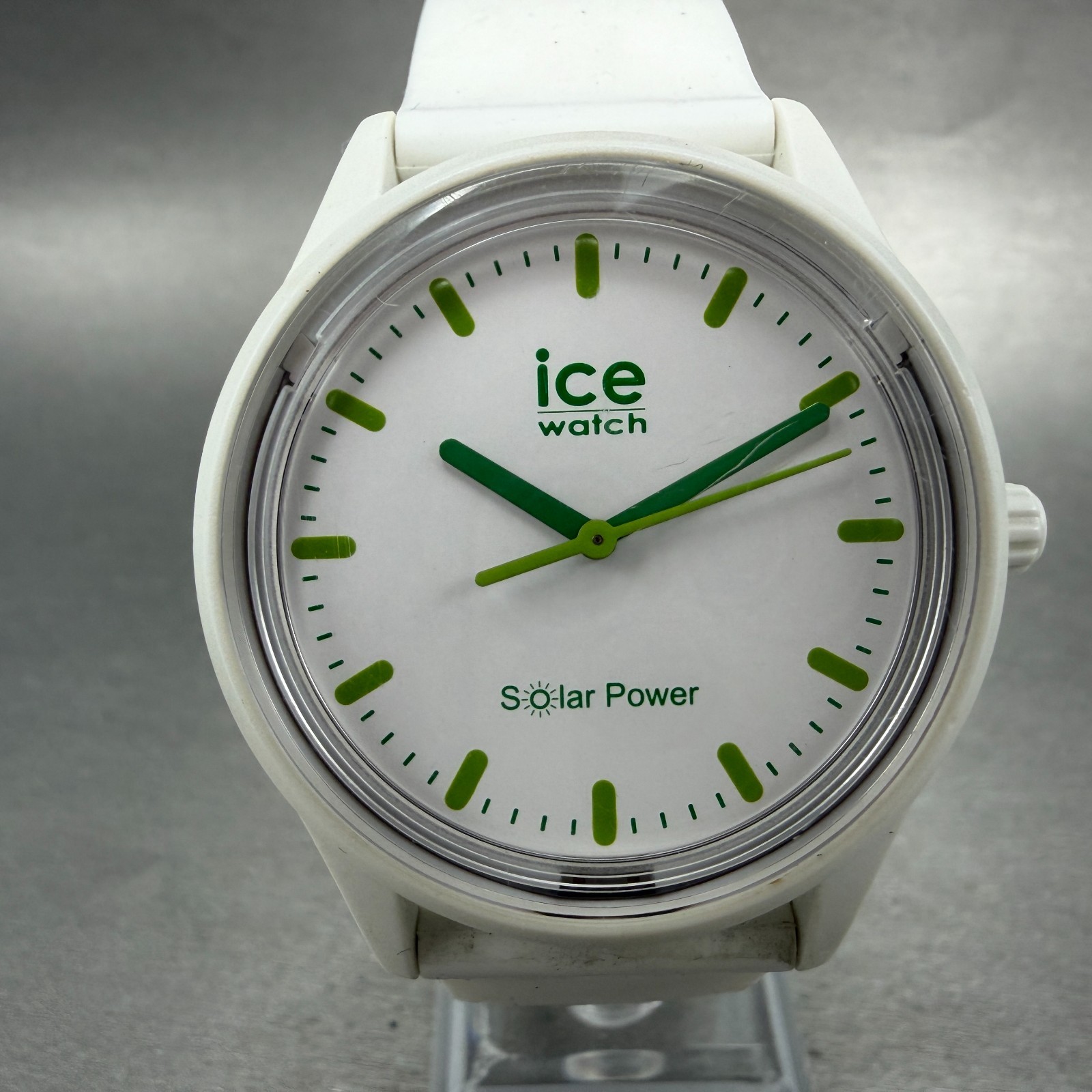 Ice Power Nature Solar Watch Men 41mm White Dial White Tone Round Works