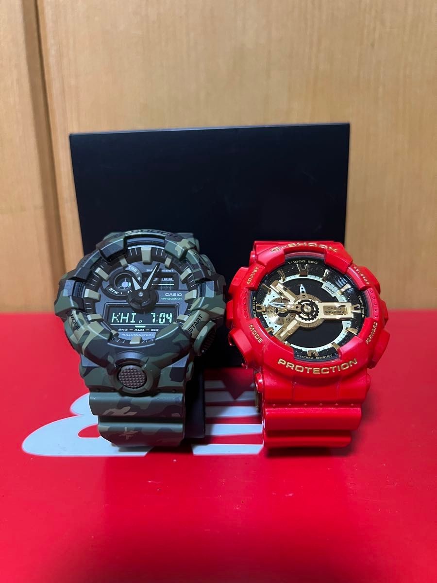 G SHOCK 2 piece set Camouflage Pattern Red Wristwatch