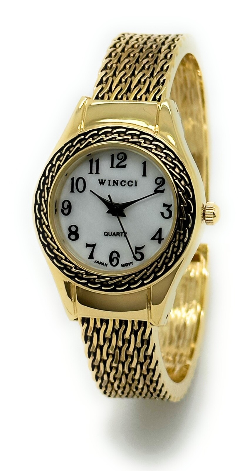 Wincci Ladies Metal Bangle Cuff Fashion Analog Quartz Watch Easy to Read Numbers