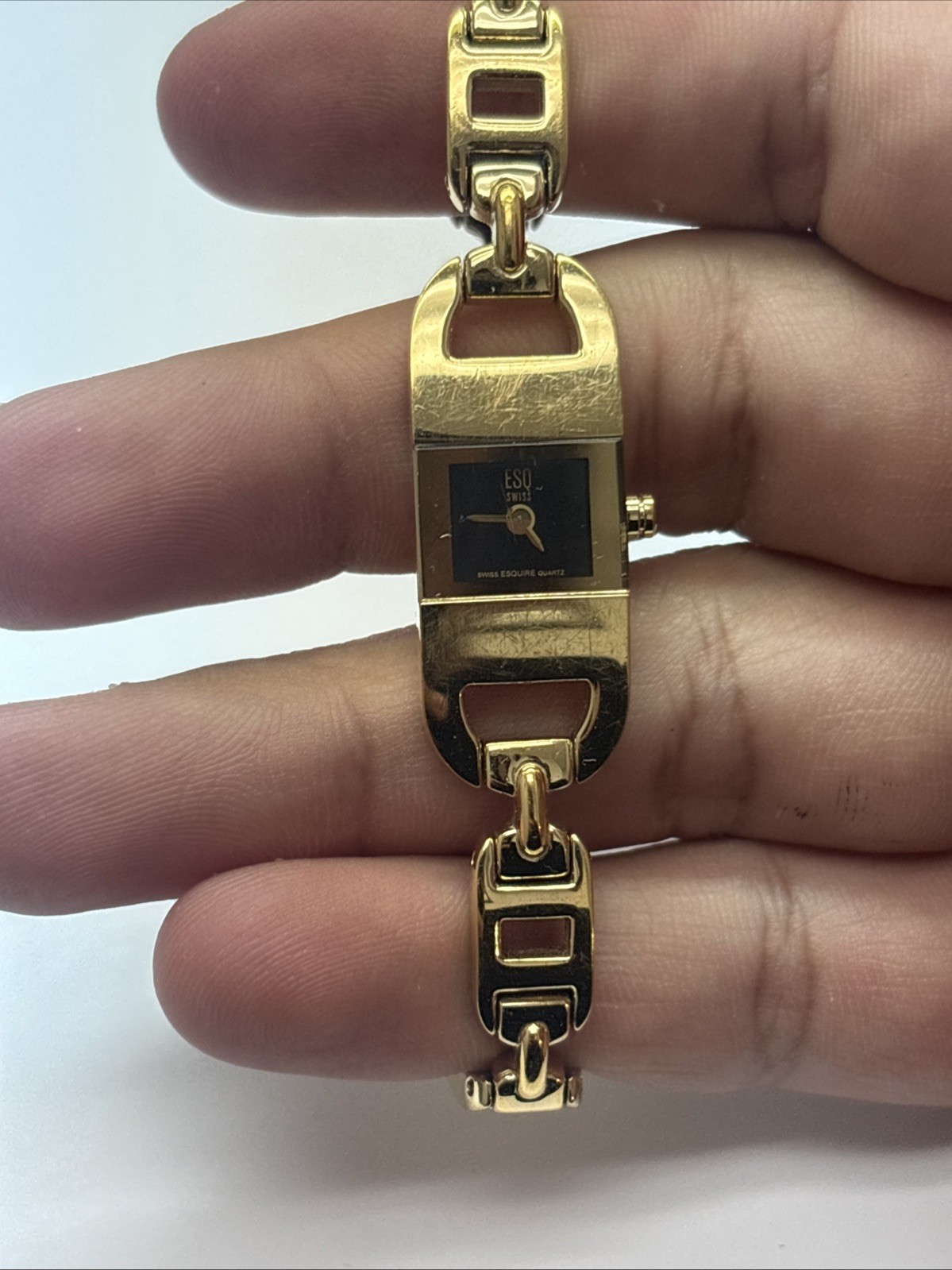 Esq Swiss Watch Women’s Gold Plated As Is Fits Wrist Size 6.5” (scratched Up)