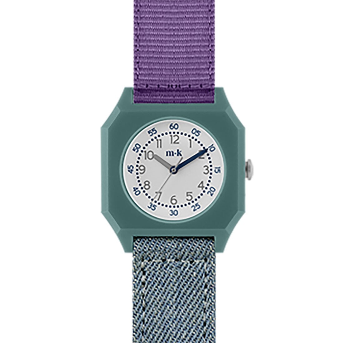 Mini Kyomo Emerald Quarzo Viola Jeans Tessuto Orologio Bambino Donna