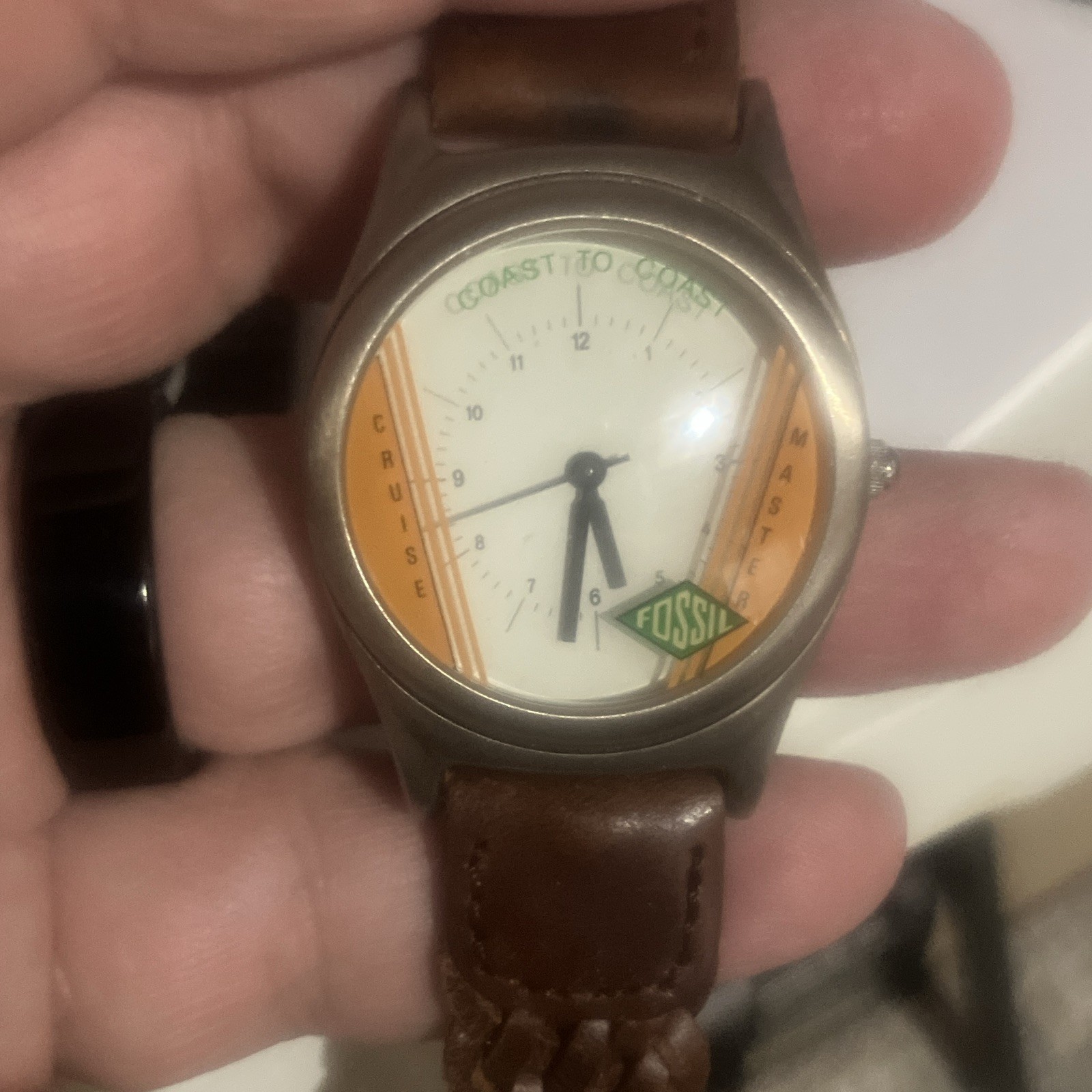 Fossil JR-7554 Stainless Steel Quartz Analog Brown Leather Strap 30m WR