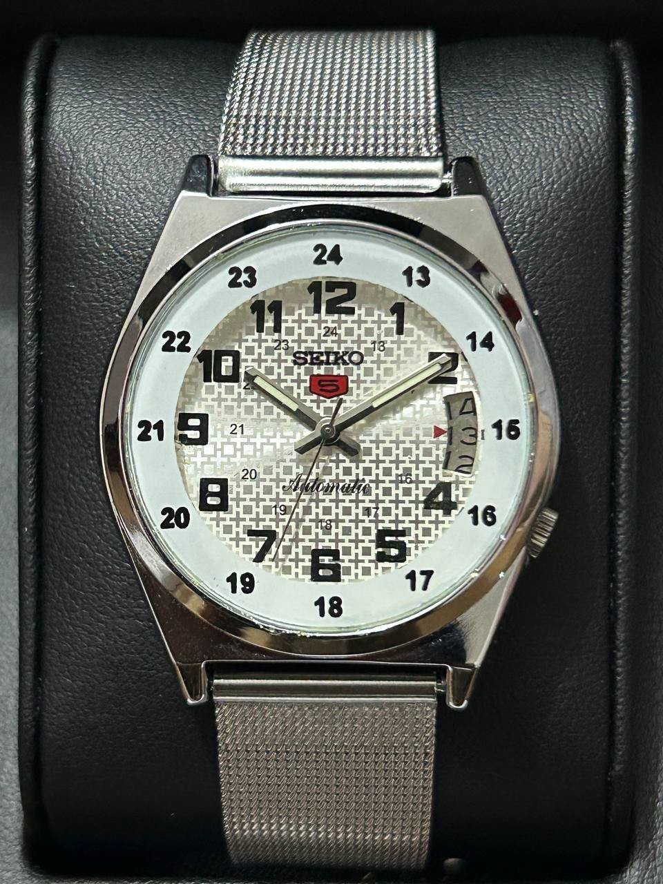 Vintage Refurbished Seiko Automatic Silver Dial D/D Men Wrist Watch 36MM