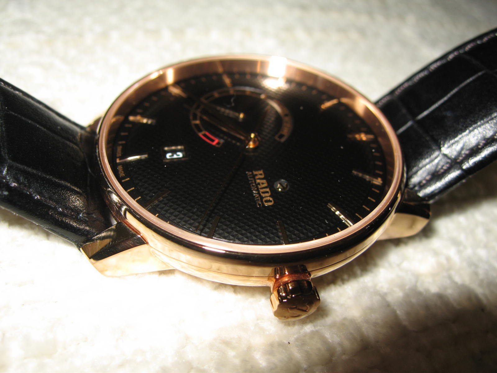 RADO Coupole Classic Automatic Power Reserve Black Dial Rose Gold 41mm Men Watch