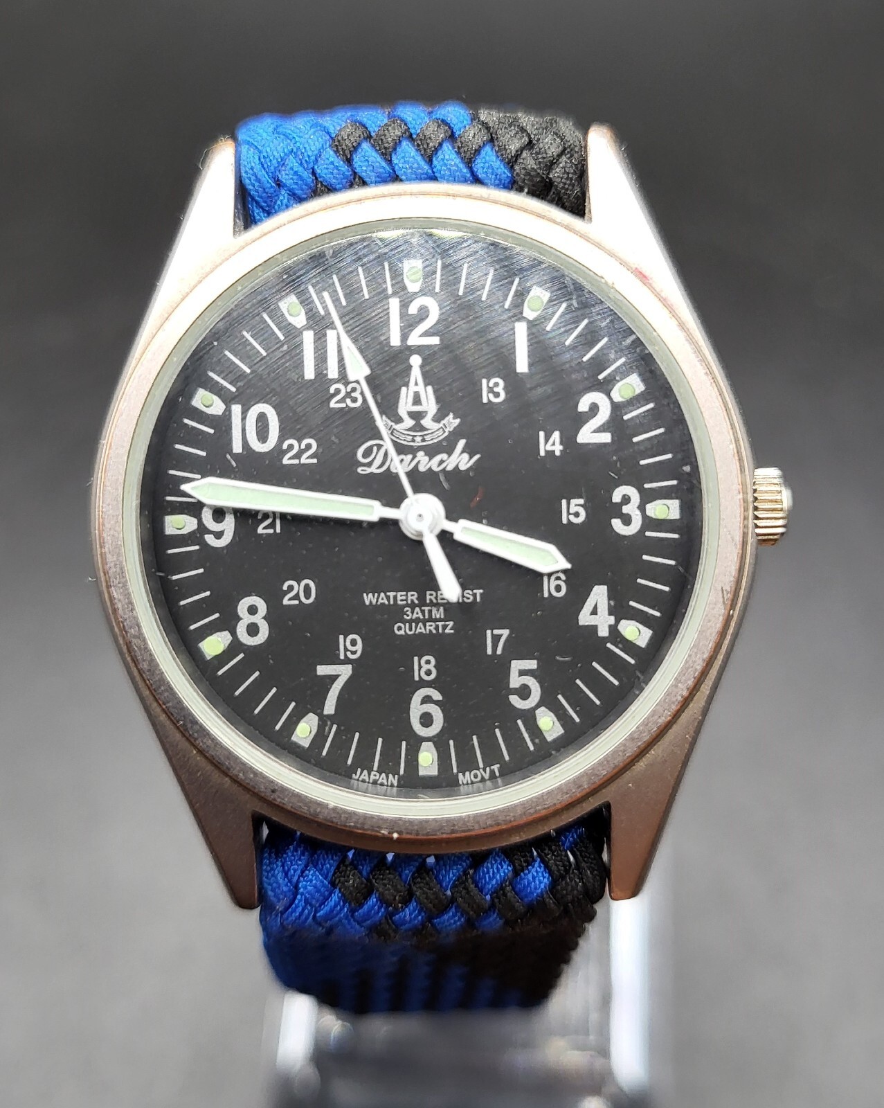 Vintage Darch Black/Silver Military Unisex Quartz Analog Watch 30mm WR Japan
