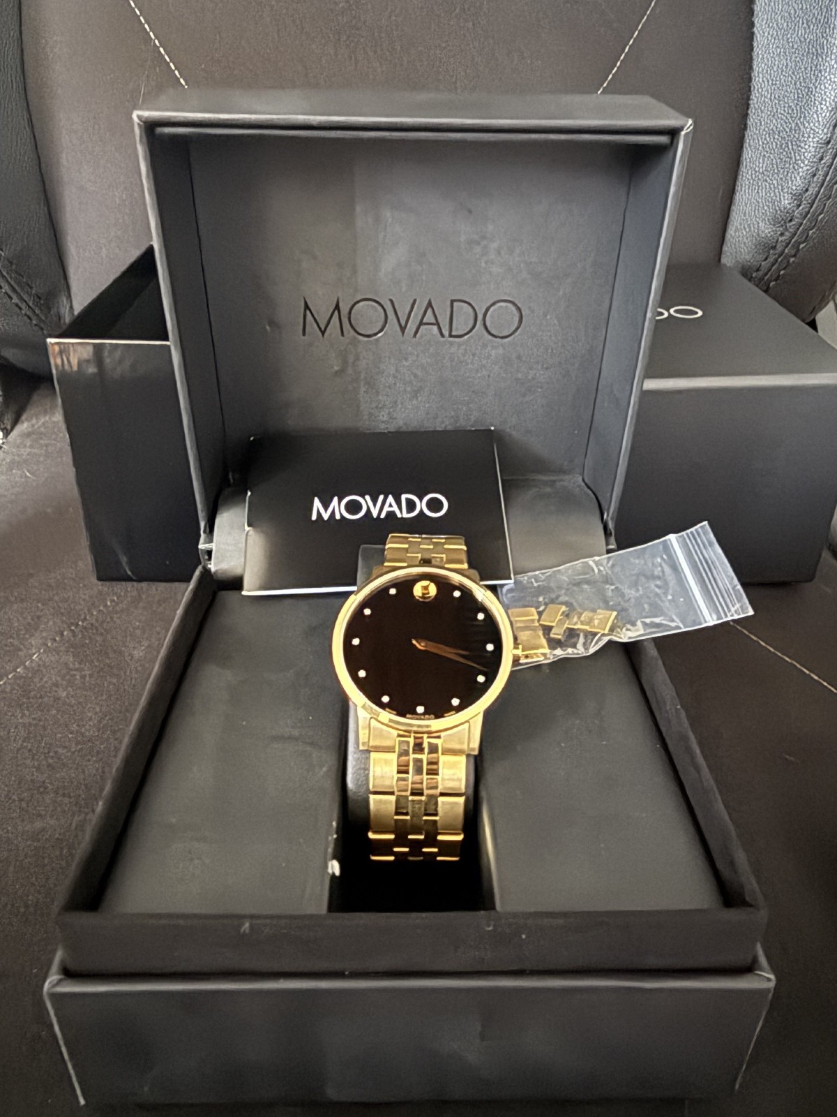 Movado Museum Classic Diamond Dial Gold-Tone Steel Men’s Watch 0607625