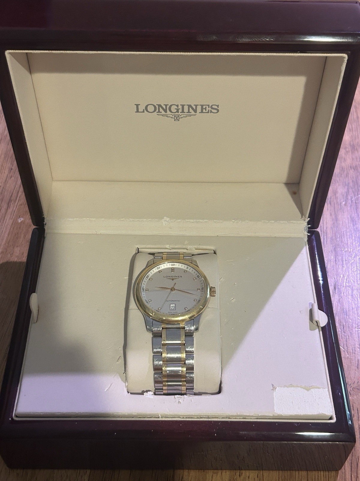Longines Master Collection Automatic Two-Tone Diamond Dial Date 38.5mm Box
