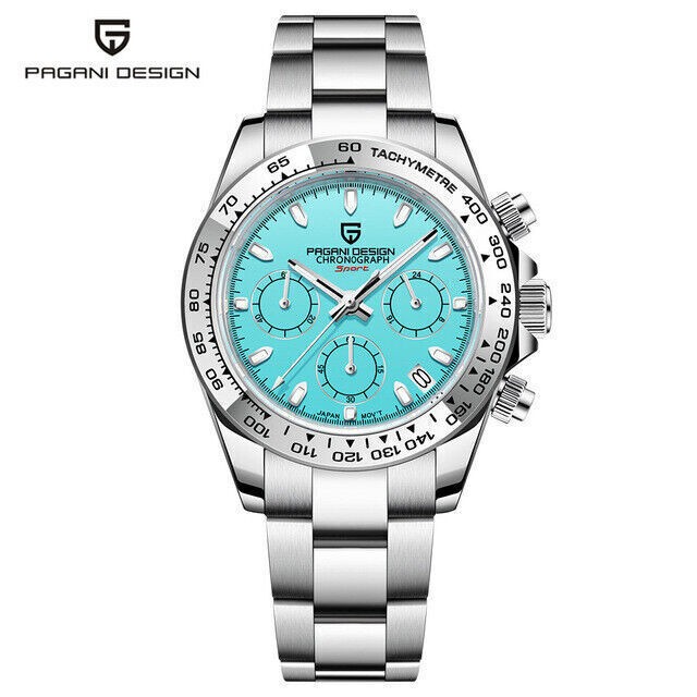 PAGANI DESIGN 40MM Men’s Chronograph Quartz Watch Date Stainless Steel Bracelet