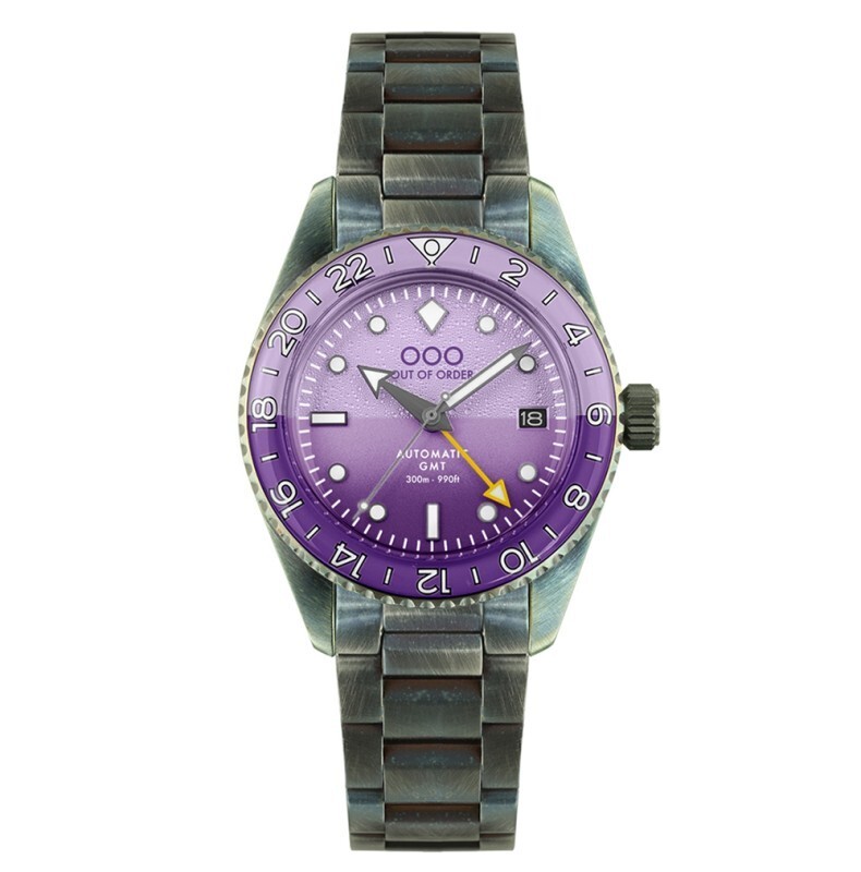 Out of Order DARK VIOLET GMT Automatic Steel Date Purple Sapphire Men’s Watch
