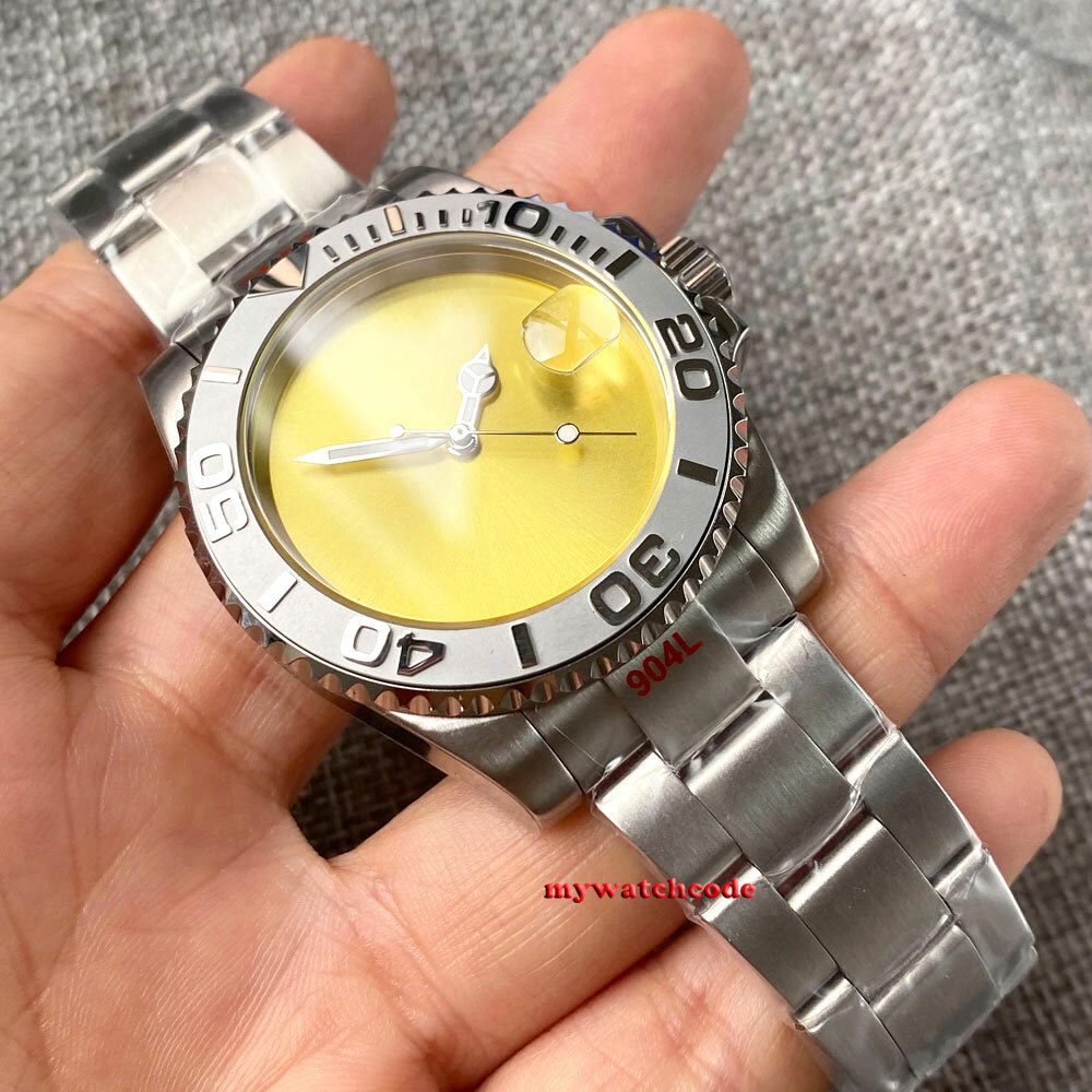 40mm Bliger Blank Black White Blue dial NH35 Automatic Mens Watch Sapphire glass