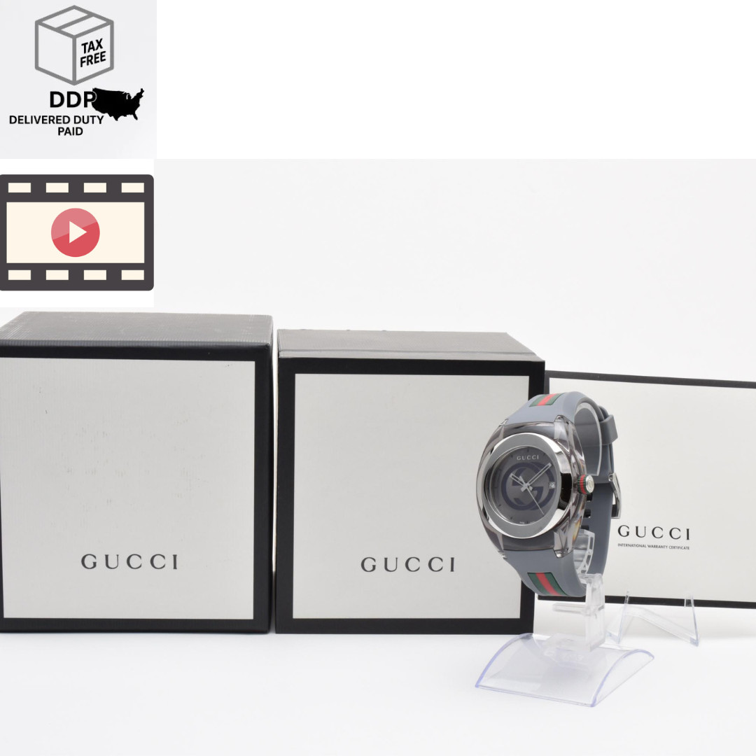 [ Near MINT w/Box ] GUCCI SYNC 137.1 Quartz Date Silver Dial Men’s Watch JAPAN