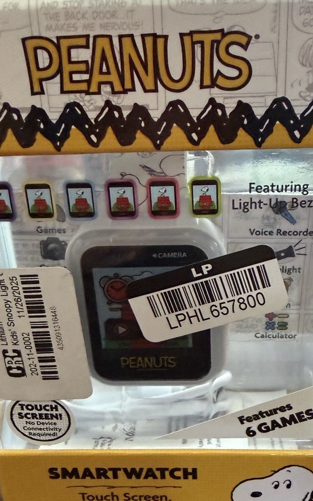 Peanuts Snoopy Smart Touch Screen Watch w/Camera/Video Recorder/Flashlight/Games