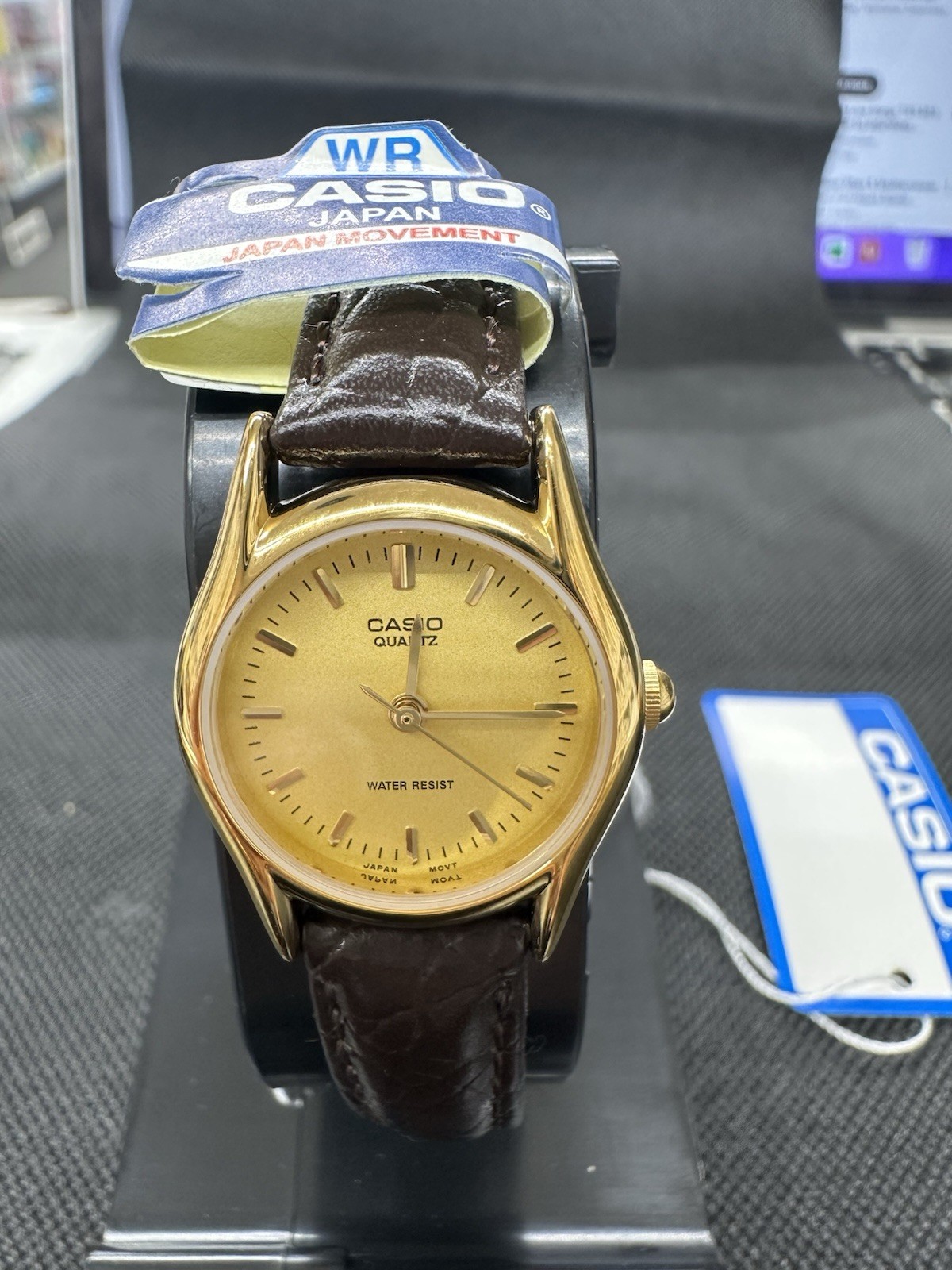 Casio LTP-1094 Q-9A Classic Gold Tone Brown Leather Analog Ladies Casual Watch