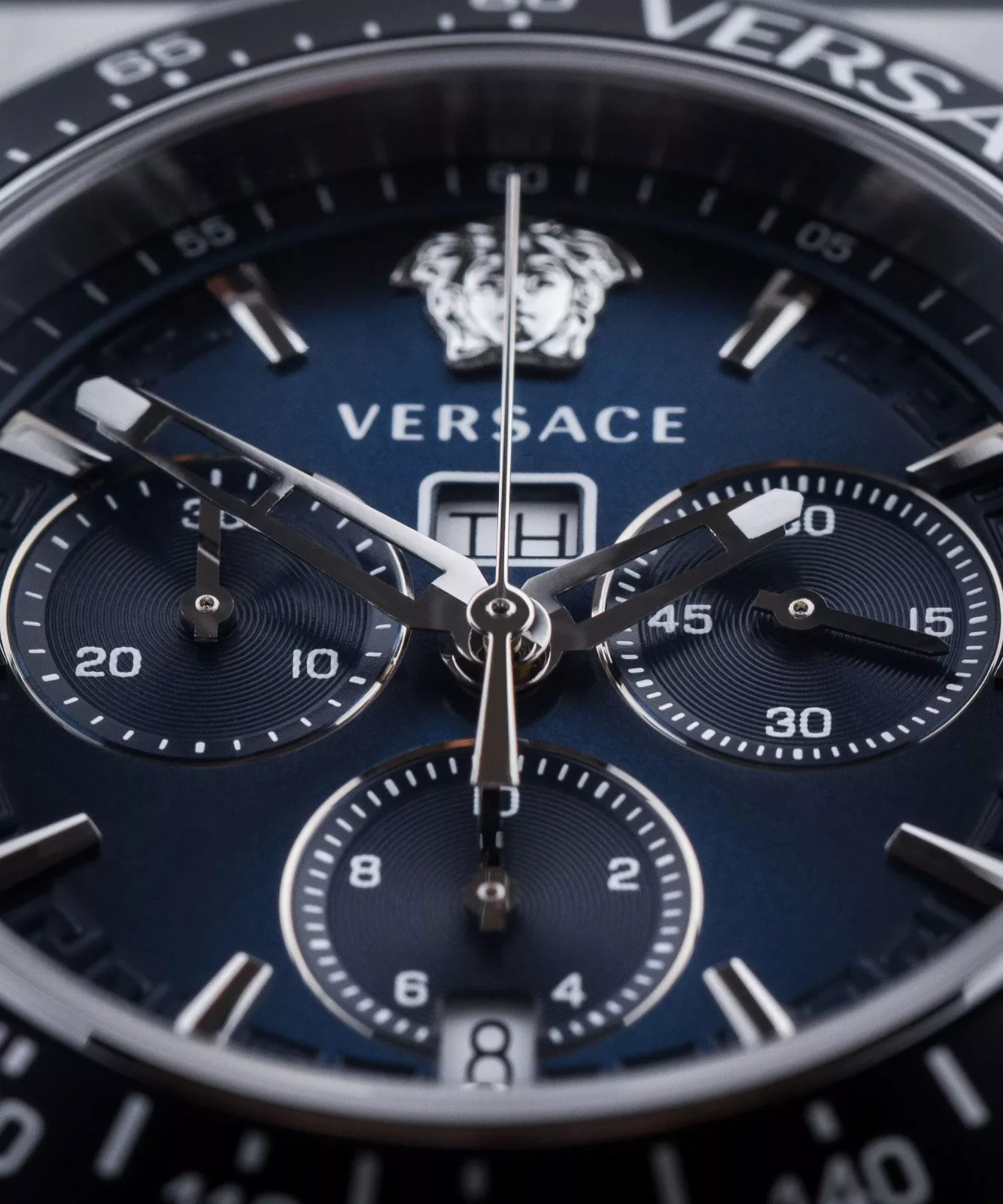 Versace Greca Extreme Chronograph VE7H00423 Blue Dial Swiss Quartz 45mm Sapphire