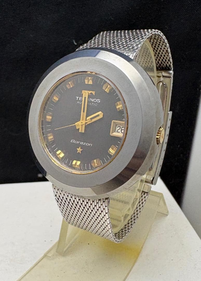 TECHNOS Borazon Vintage Automatic Watch 70s Timepiece Mens Rare Authentic